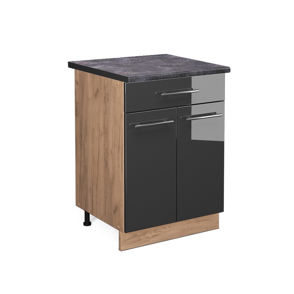 Vicco Unterschrank Fame-Line, Anthrazit Hochglanz/Goldkraft Eiche, günstig online kaufen