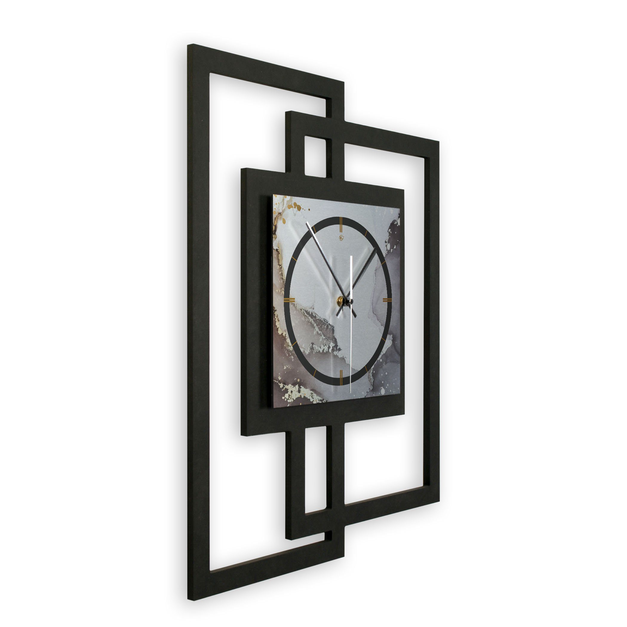 Kreative Feder Wanduhr Design-Wanduhr „Abstract Water“ in modernem Metallic-Look (ohne Ticken; Funk- oder Quarzuhrwerk; elegant, außergewöhnlich, modern)