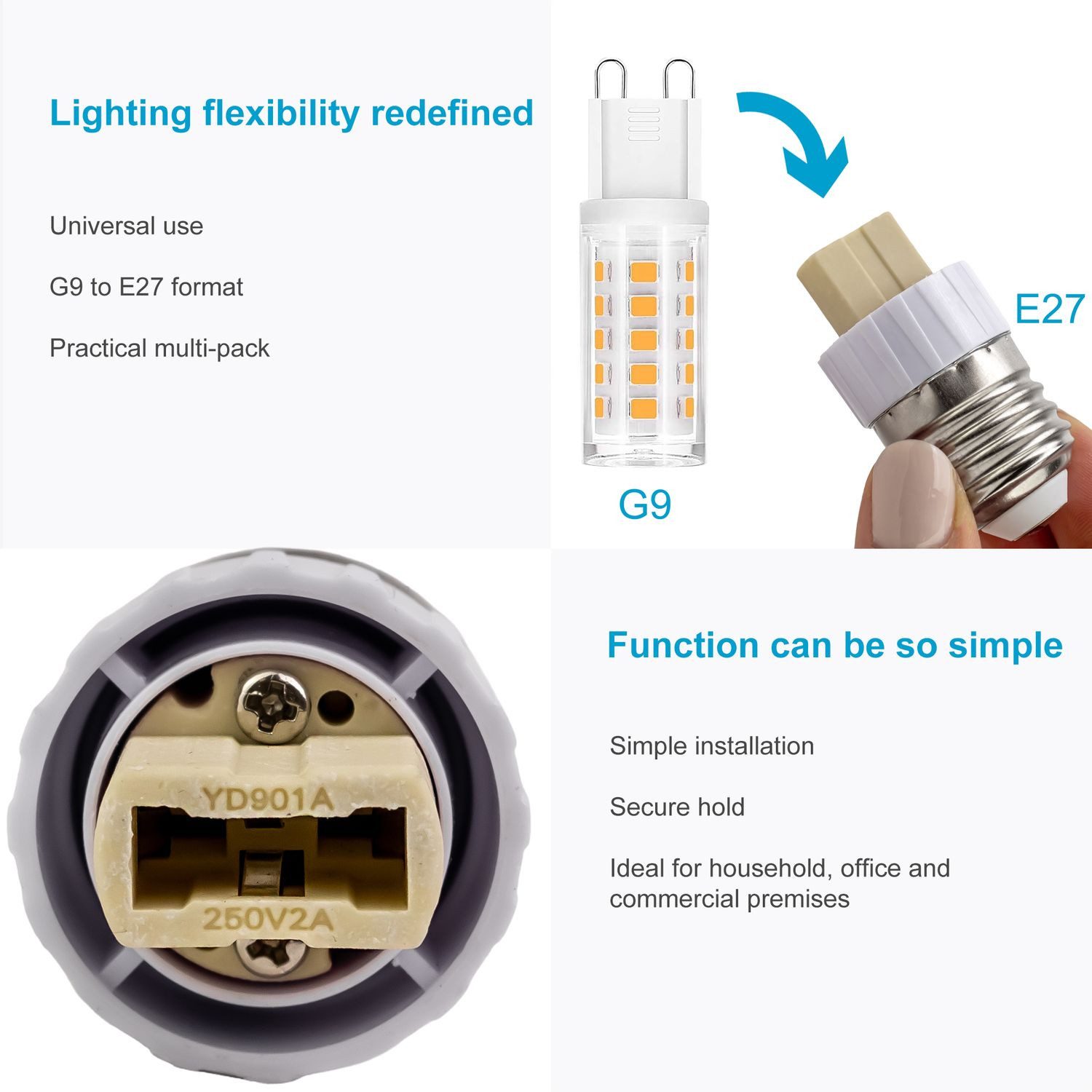 Intirilife Lampenfassung, (4-St), 4x E14 auf GU10 Lampensockel Adapter in WEISS