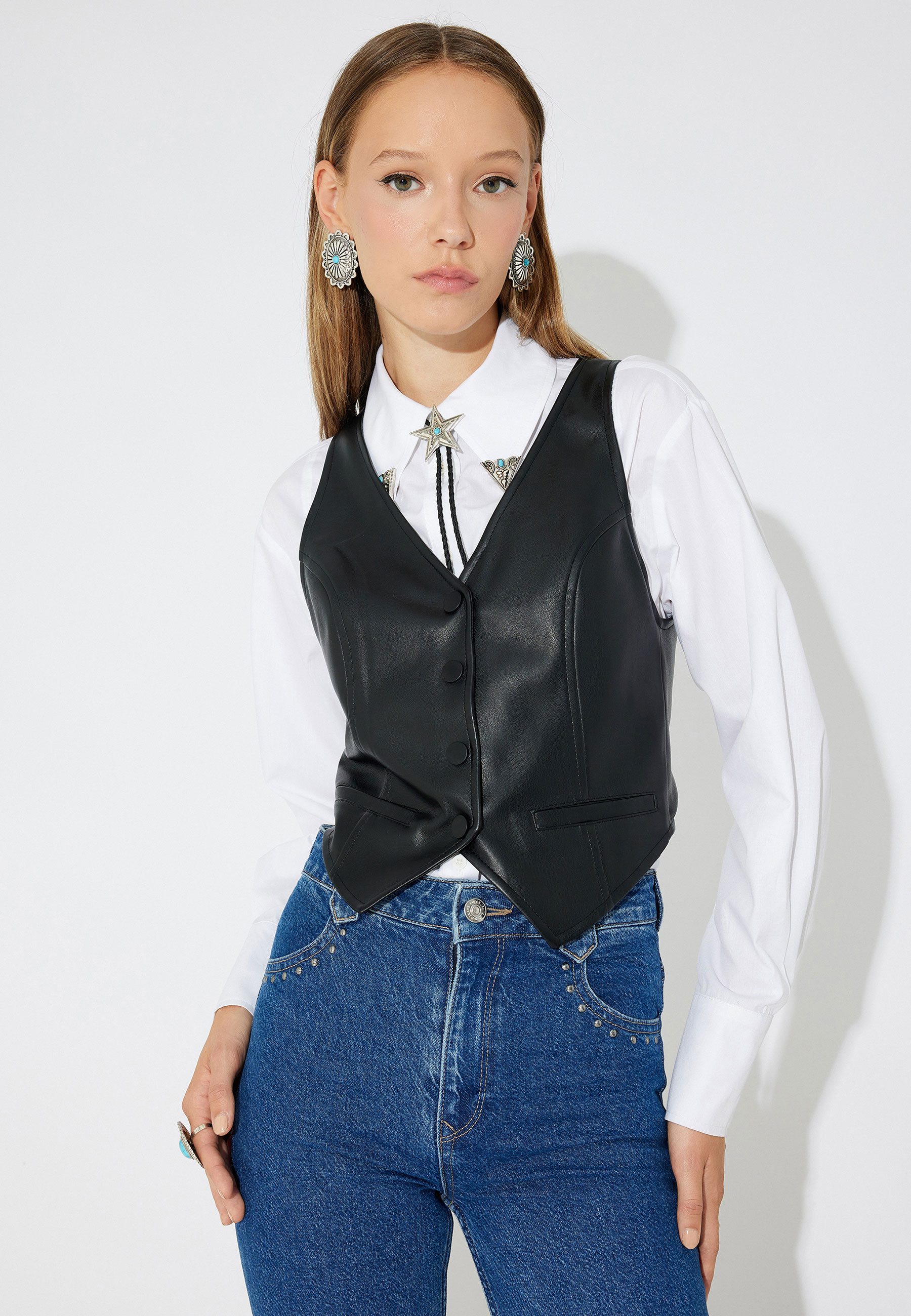 Koton Anzugweste V-Kragen Slim