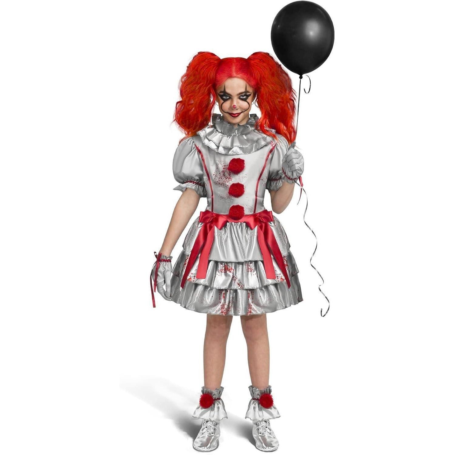 LuxusKollektion Clown-Kostüm Kostüm Mädchen Clown Halloween Cosplay Large (10 - 12 yrs) Schwarz