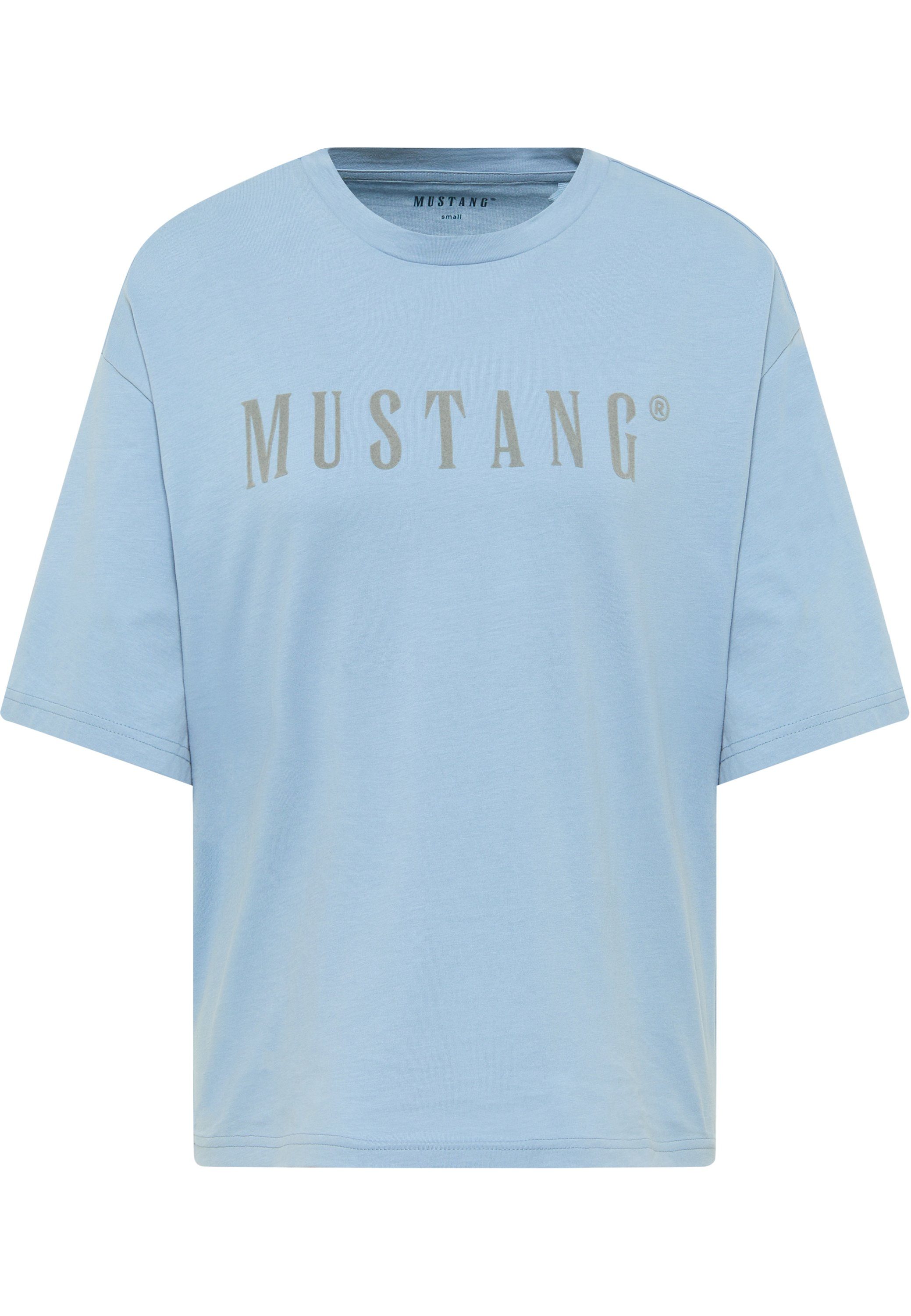 MUSTANG Kurzarmshirt Mustang T-Shirt T-Shirt mittelblau