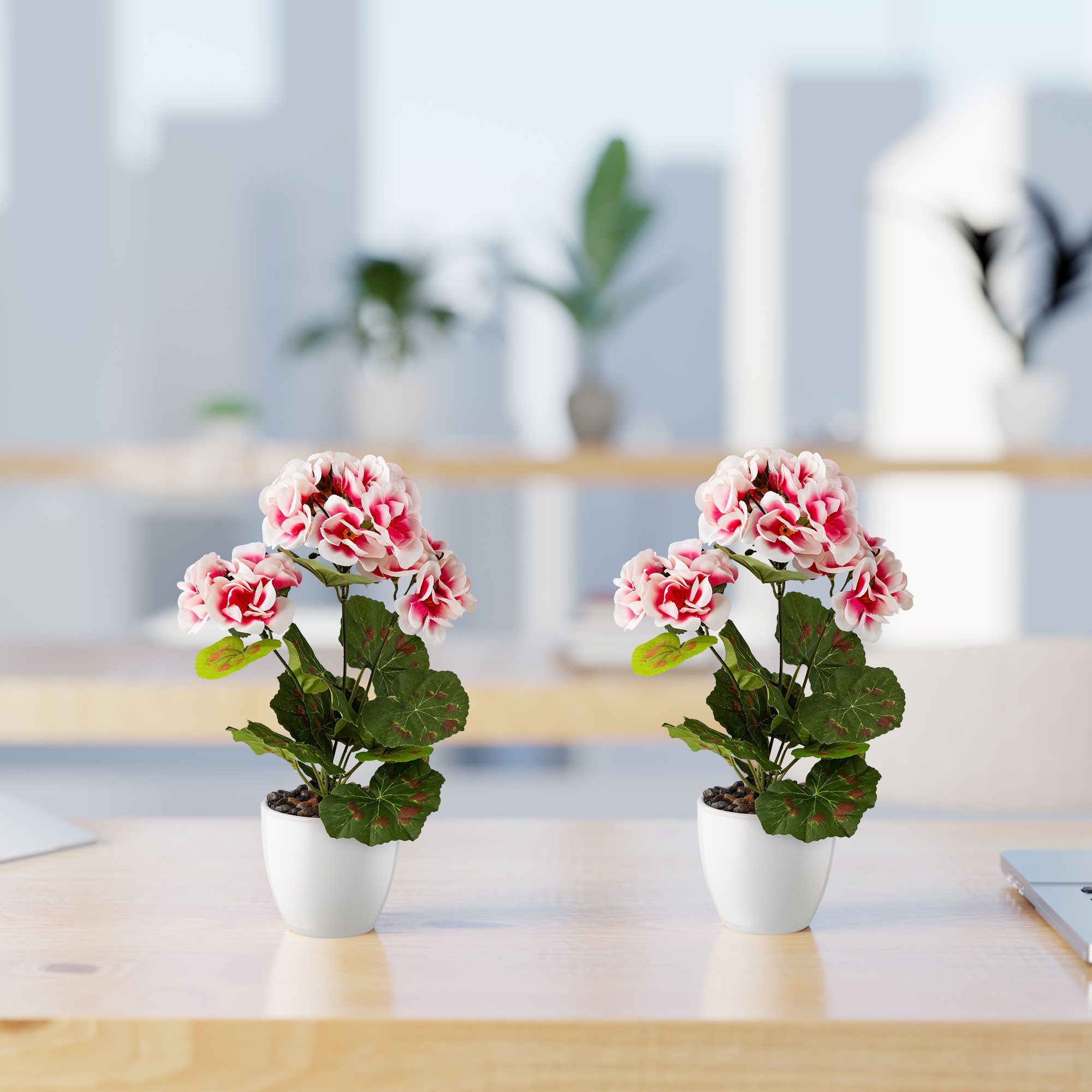 Kunstblume Kunstblumen im Topf, Künstliche Blumen wie echt, Deko Blumen Geranie, Kamelie, Orchidee, Azalee, Veilchen, PASCH, Hochwertiger Keramiktopf
