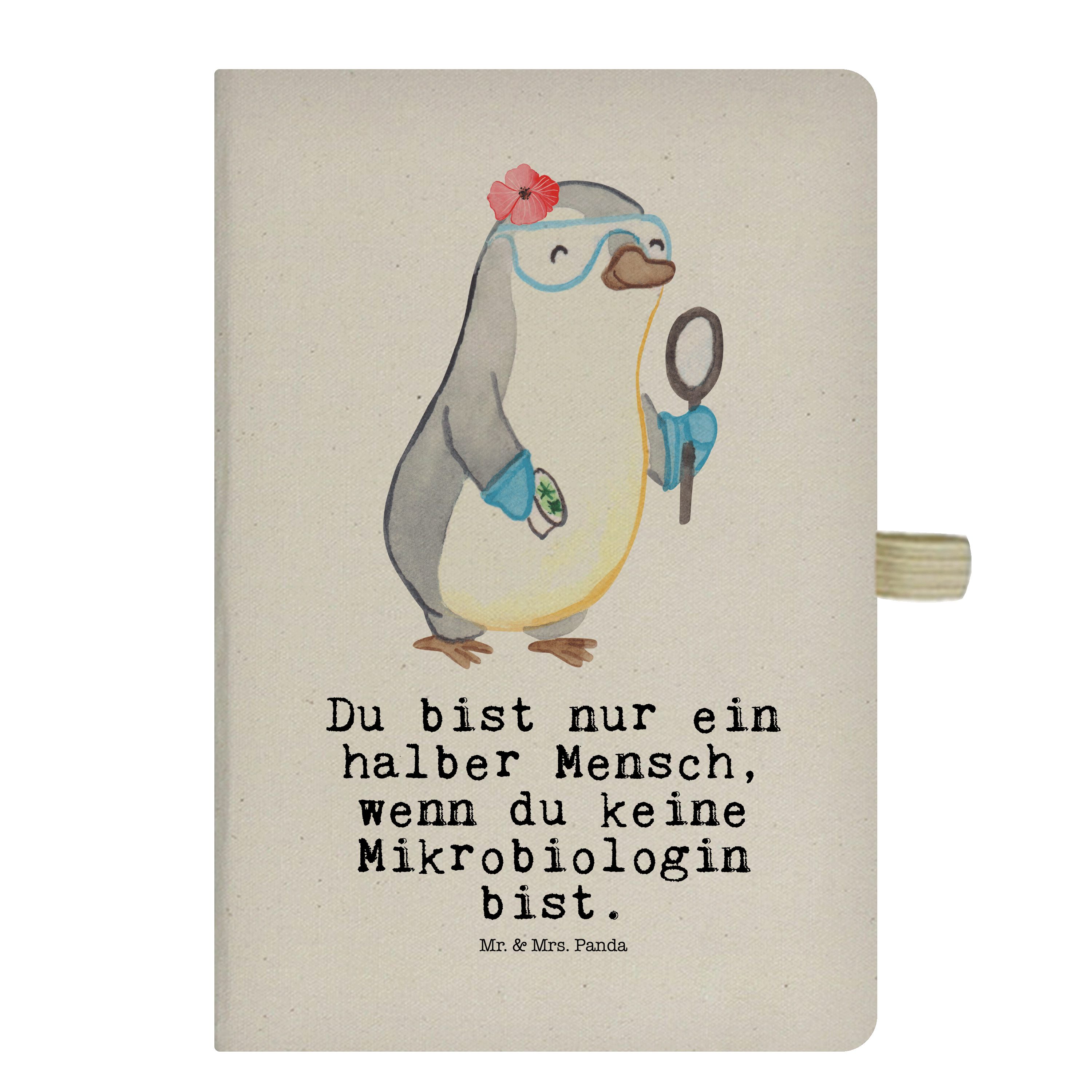 Mr. & Mrs. Panda Notizbuch mit Noti & Mrs. Mikrobiologin Panda Mr. Notizen, - Beruf, Herz - Geschenk, Transparent