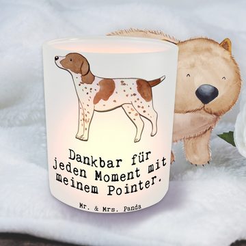 Mr. & Mrs. Panda Windlicht Pointer Moment - Transparent - Geschenk, Hundebesitzer, Kerzenlicht, (1 St), Liebevolles Design