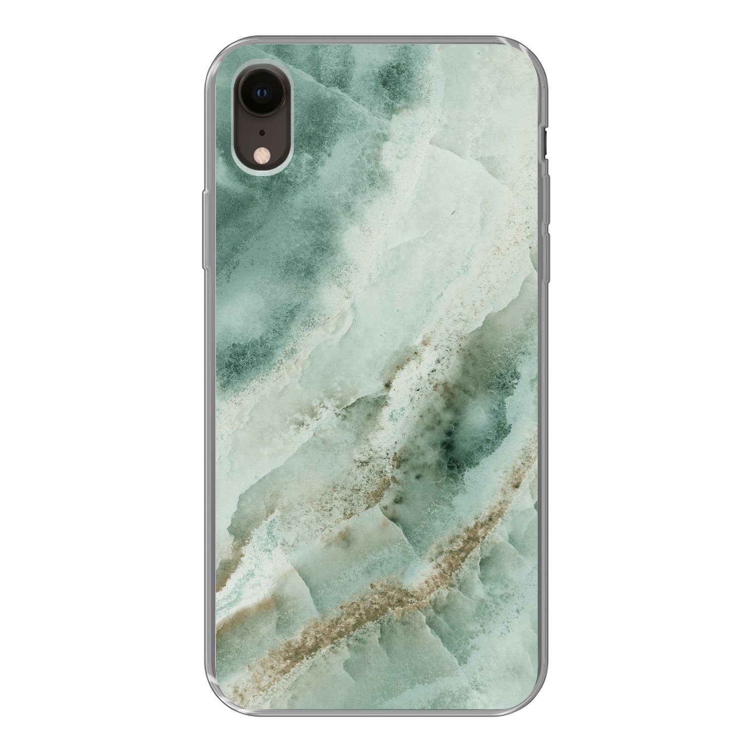 MuchoWow Handyhülle für Apple iPhone XR Naturstein - Grün - Chic, Smartphone-Bumper, Print, Handy Schutzhülle Dünn