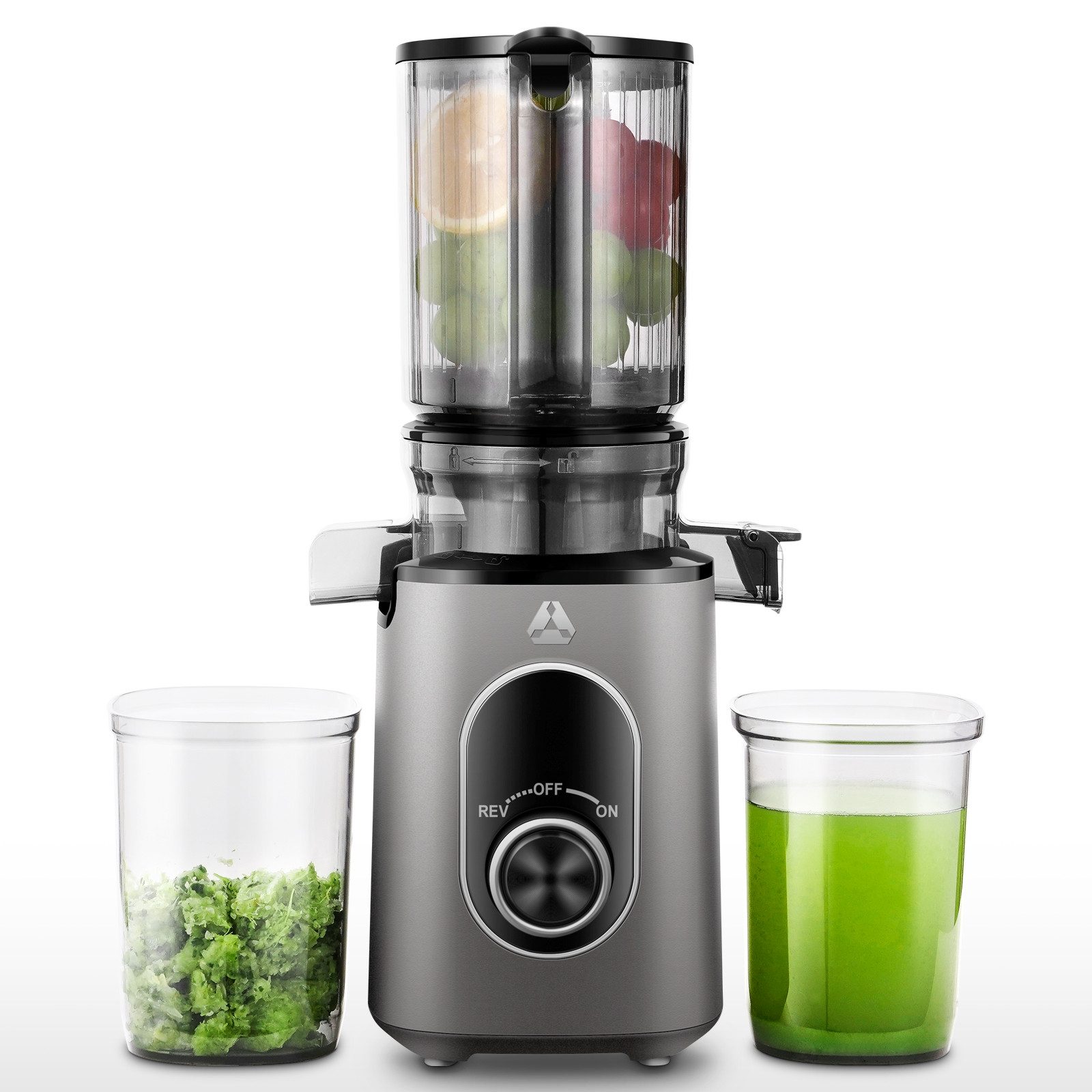 AMZCHEF Slow Juicer CE-JS2OT304-IG, 220 W, inklusive Bürste und 2 Bechern