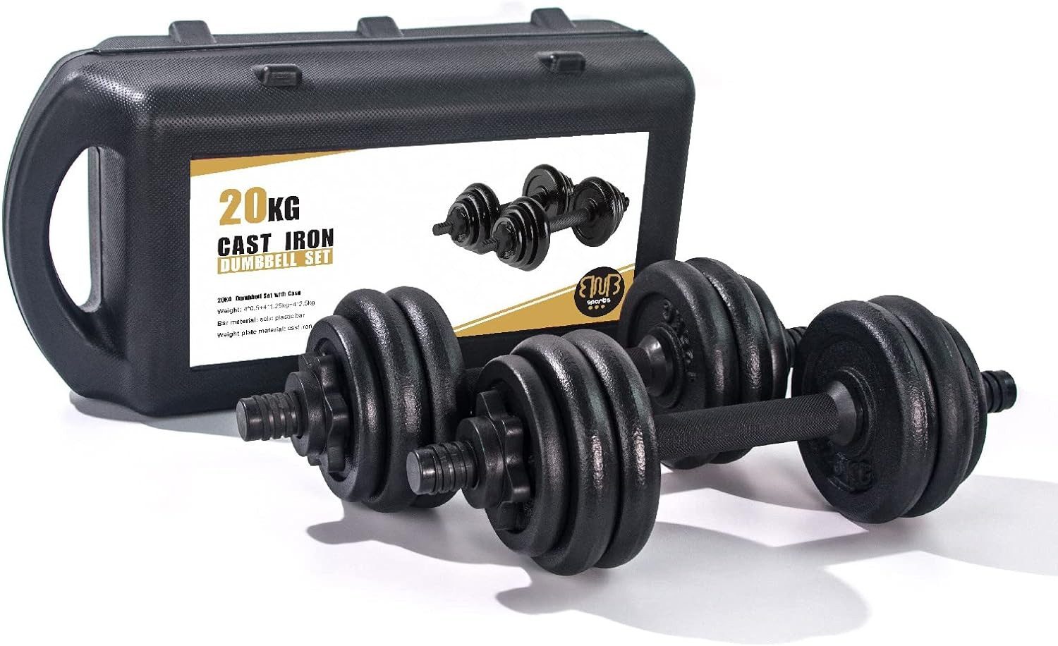BNB SPORTS Hantel-Set Bodybuilding Hantel 20 kg, Gewichtstraining, Gusseisen mit Gehäuse