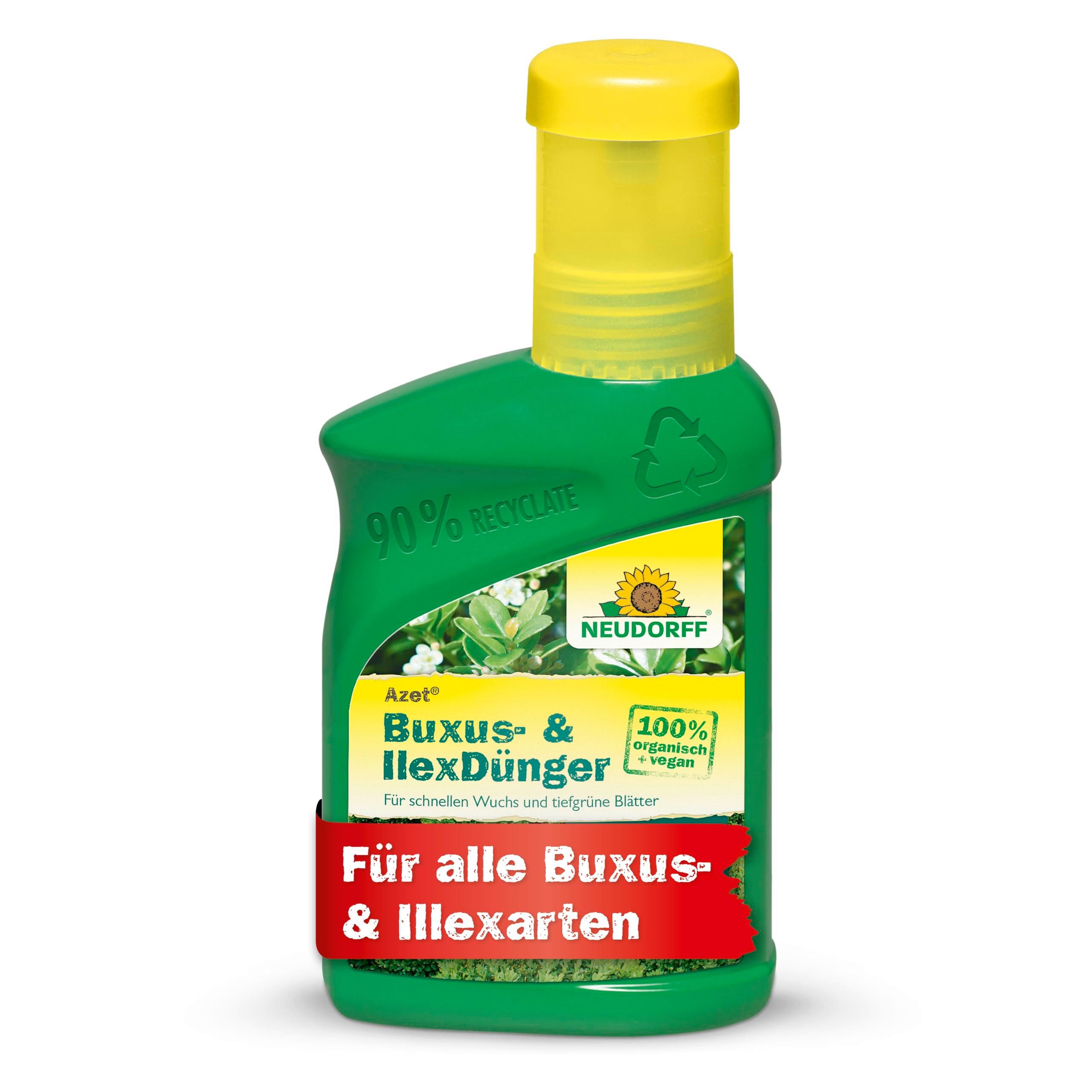 Neudorff Rasendünger Bio - Azet Buxus- & IlexDünger 250 ml für 50 Liter Gießwasser, Vor Gebrauch gut schütteln, mit Wasser verdünnen und gleichmäßig über das Gießwasser ausbringen., Organischer Flüssigdünger für Buxus & Ilex mit Magnesium