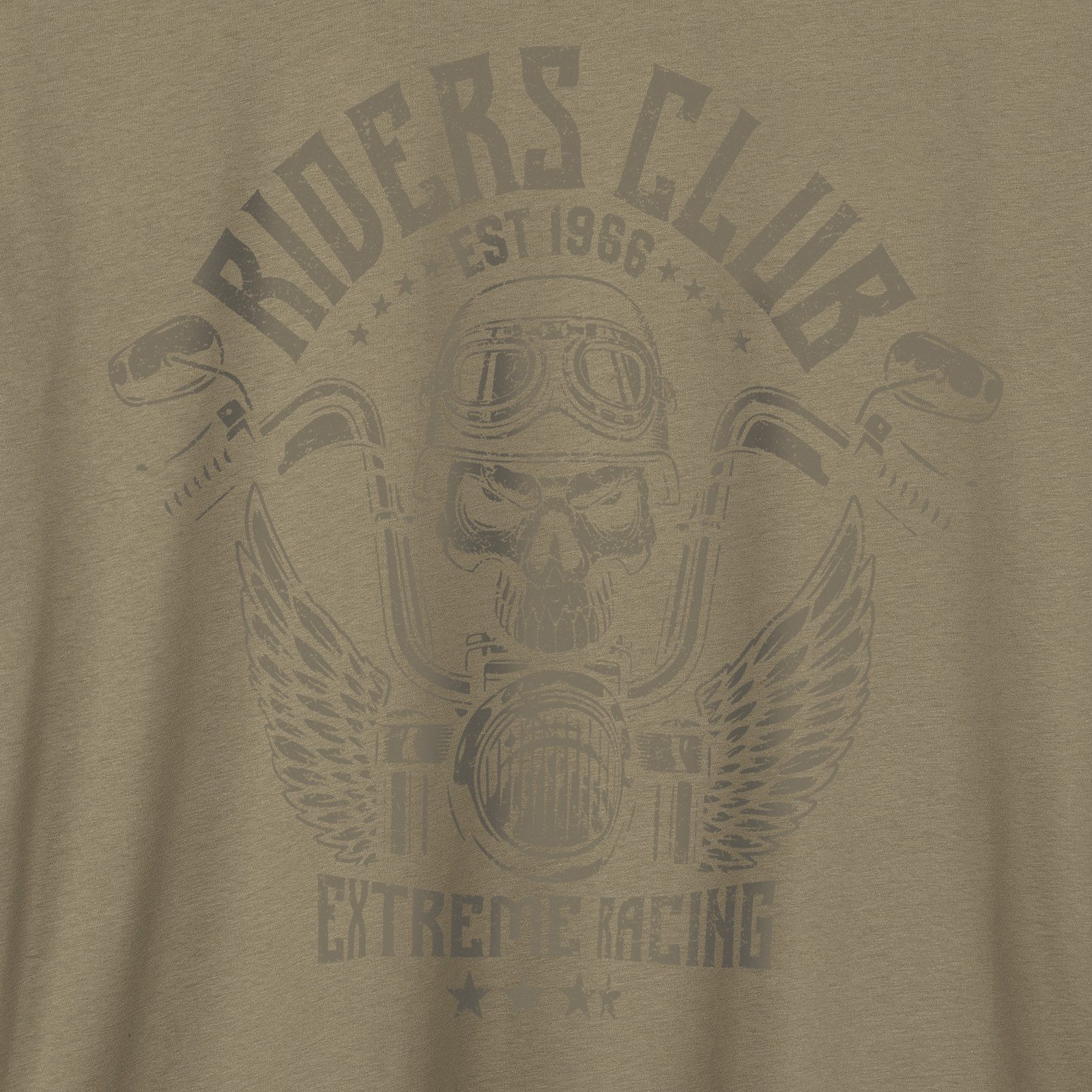 Iron Stitch Print-Shirt Iron Stitch Übergröße T-Shirt oliv Riders Club Print
