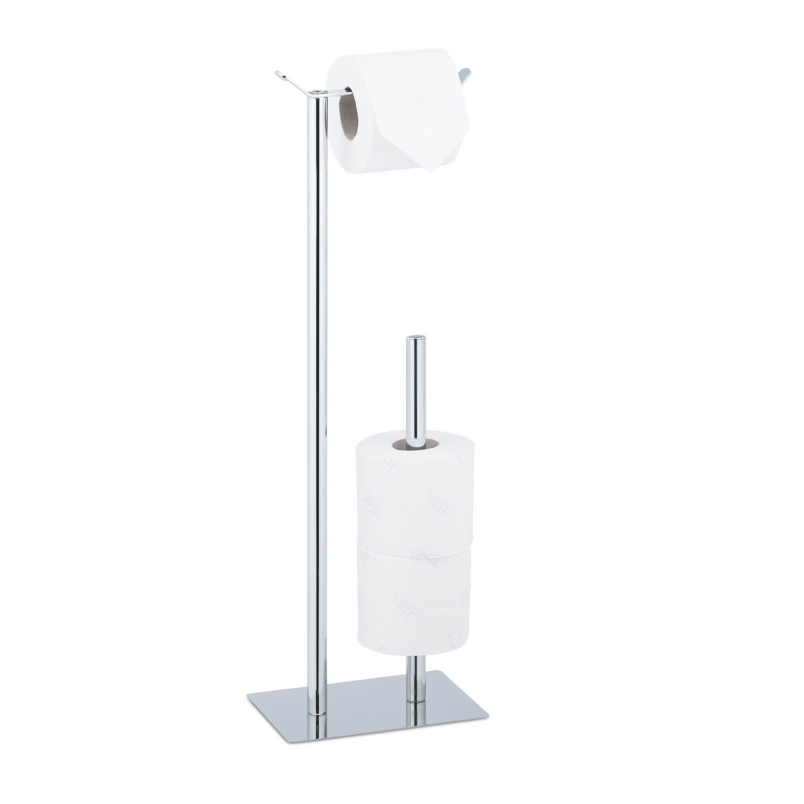 relaxdays Toilettenpapierhalter stehend, Silber günstig online kaufen