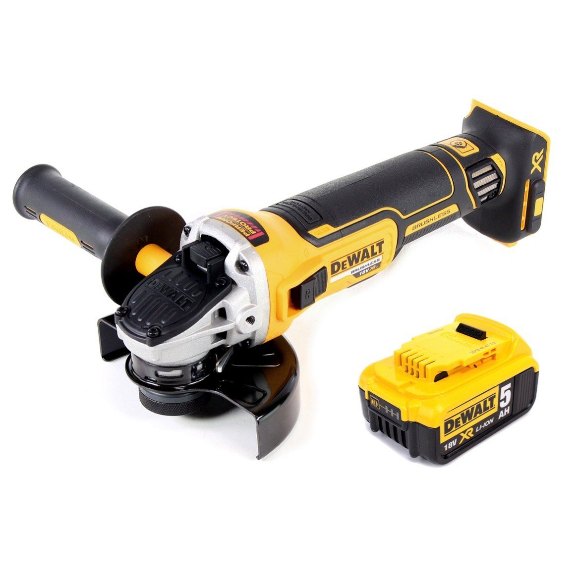 DeWalt Winkelschleifer N 18V 5,0Ah 125mm 1x - + Winkelschleifer 405 DCG Brushless Akku Akku