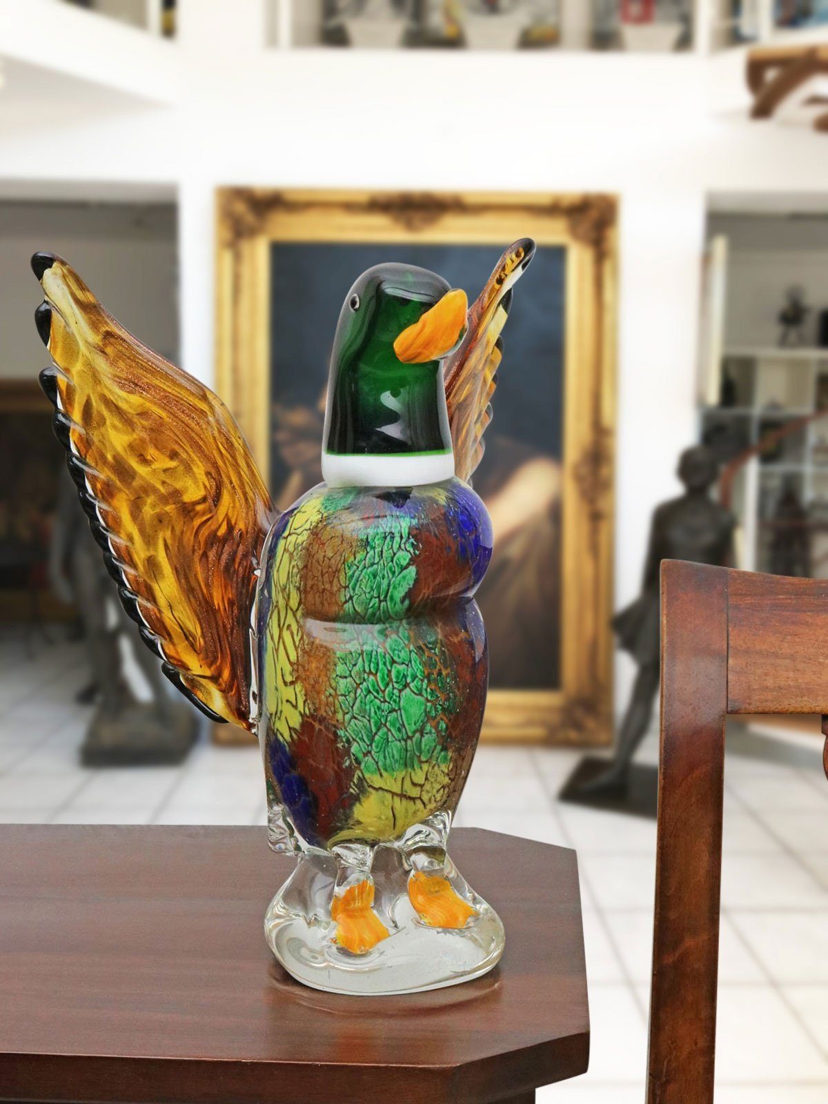 Aubaho Dekofigur Glasfigur Figur Glasskulptur Ente Glas Murano Vogel Skulptur Antik-Sti