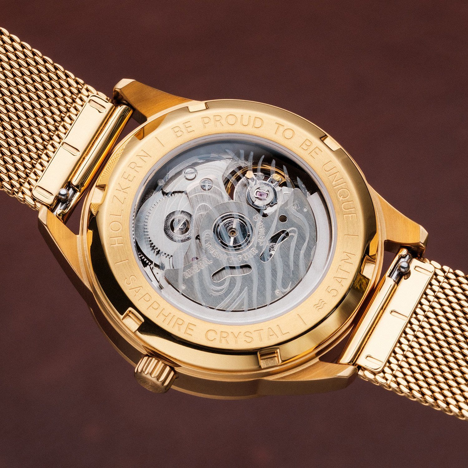 Holzkern Quarzuhr 9010631022228, Unisex Automatik Inverno Marmor/Goldfarben
