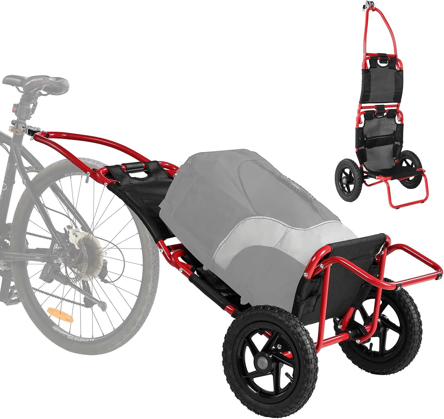 SEPNINE Fahrradlastenanhänger 2 in 1,klappbar mit 30 cm Luftreifen, 20 kg Ladegewicht