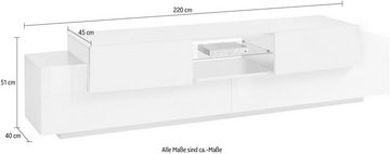 möbelando TV-Board Coro (BxHxT: 220x51x45 cm), in weiß mit 2 Türen und einem Einlegeboden