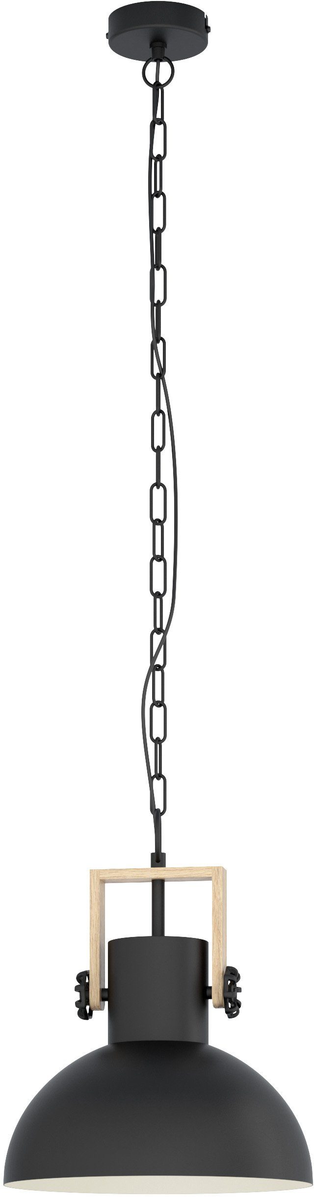 EGLO Hängeleuchte LUBENHAM Hängelampe,Vintage, Stahl und Holz, IP20, Pendellampe, Lampe, ohne Leuchtmittel, Pendelleuchte, Esszimmer, H110 x Ø30 cm, schwarz, braun, 1X28W exkl.