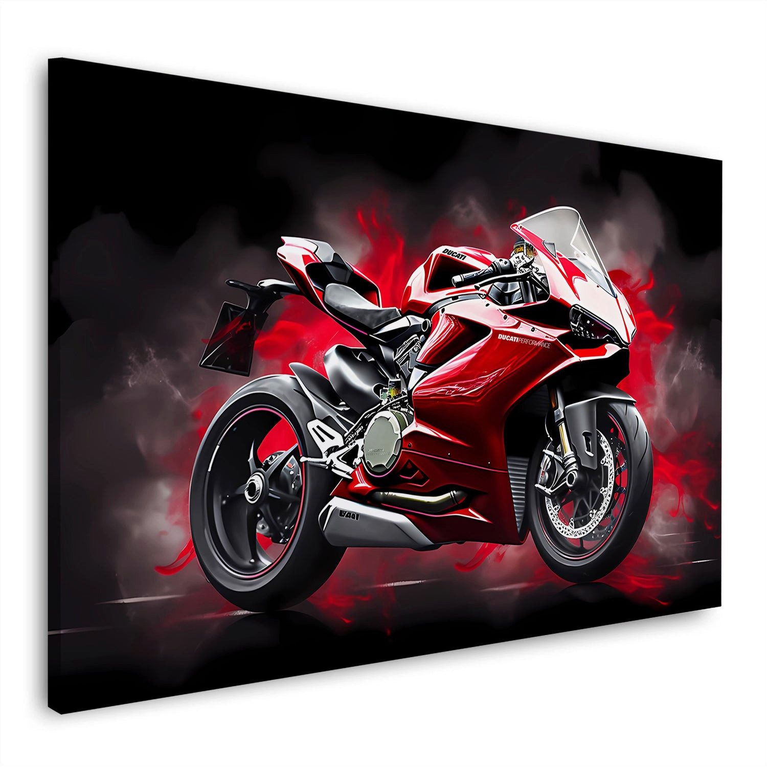 Artedinoi Leinwandbild Rotes Motorrad Sportbike Power Design Wandbild Leinwandbild Kunstdruck, Rotes Sportmotorrad