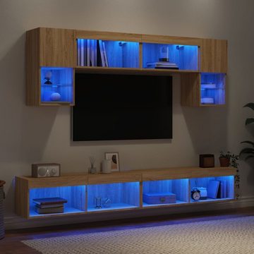 vidaXL TV-Schrank 6-tlg. Wohnwand mit LED-Beleuchtung Sonoma-Eiche Holzwerkstoff (1-St)
