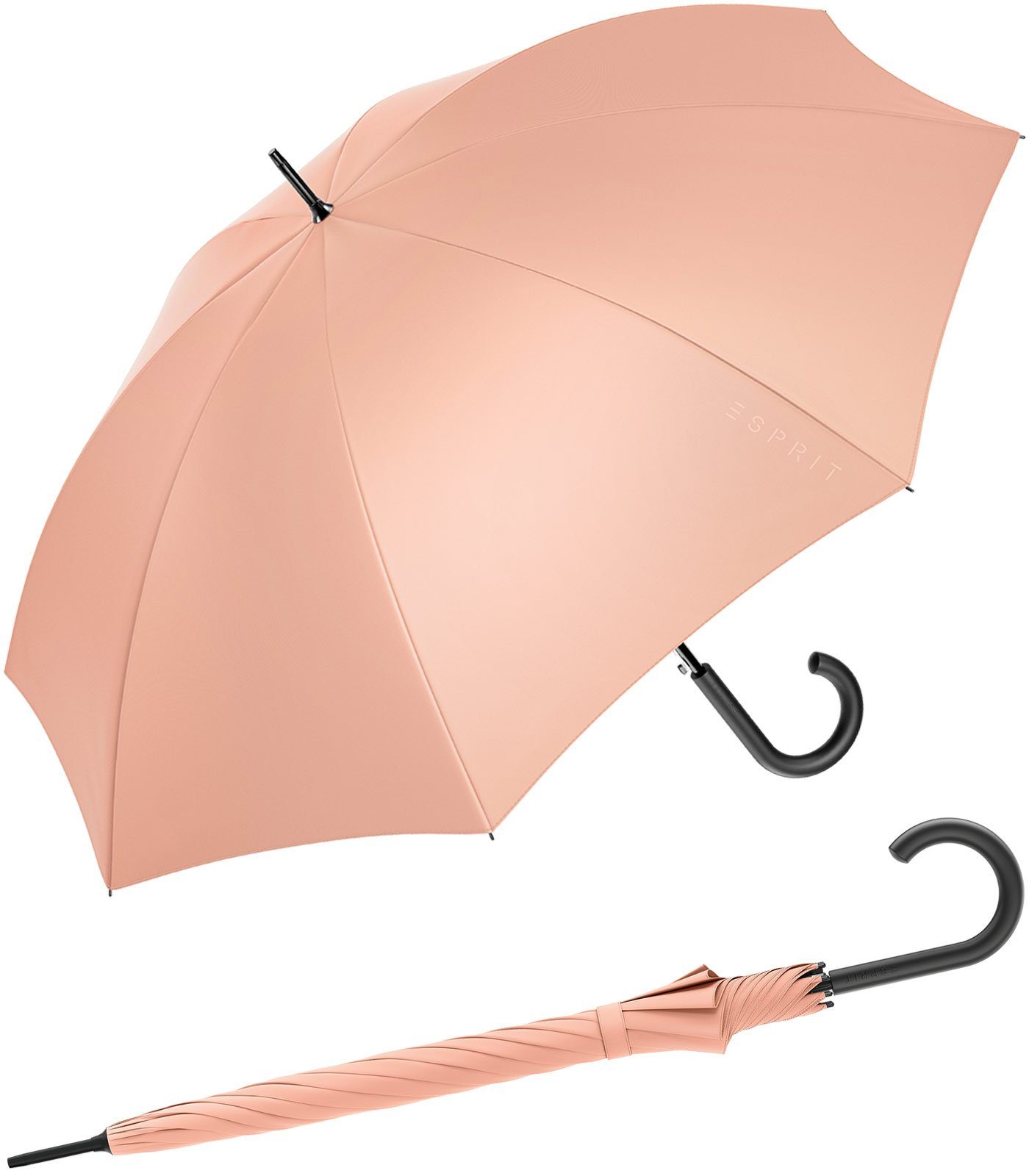 Esprit Stockregenschirm Damen-Regenschirm mit Automatik FJ 2022, groß und stabil, in den Trendfarben pfirsich