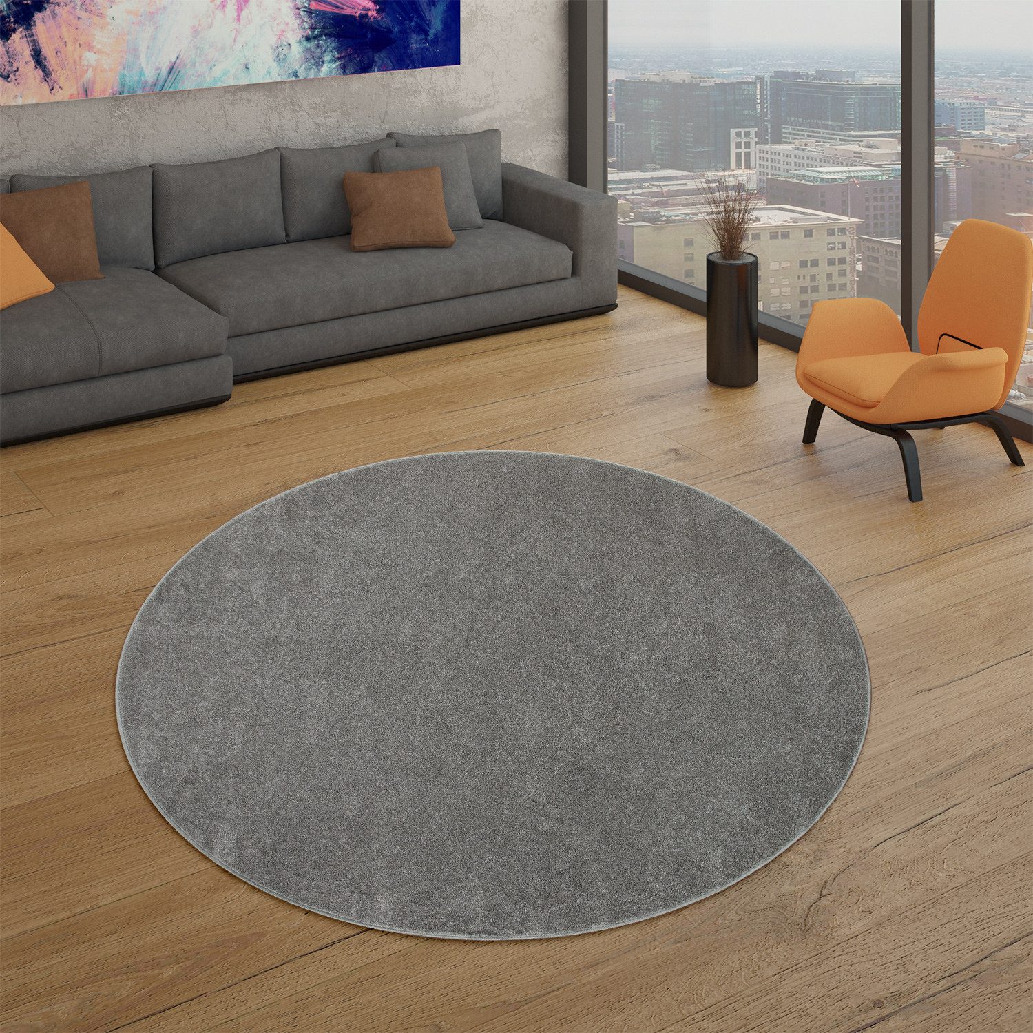 TT Home Teppich Diele, Esszimmer, Flur, Schlafzimmer, Wohnzimmer, Rund, Höh günstig online kaufen