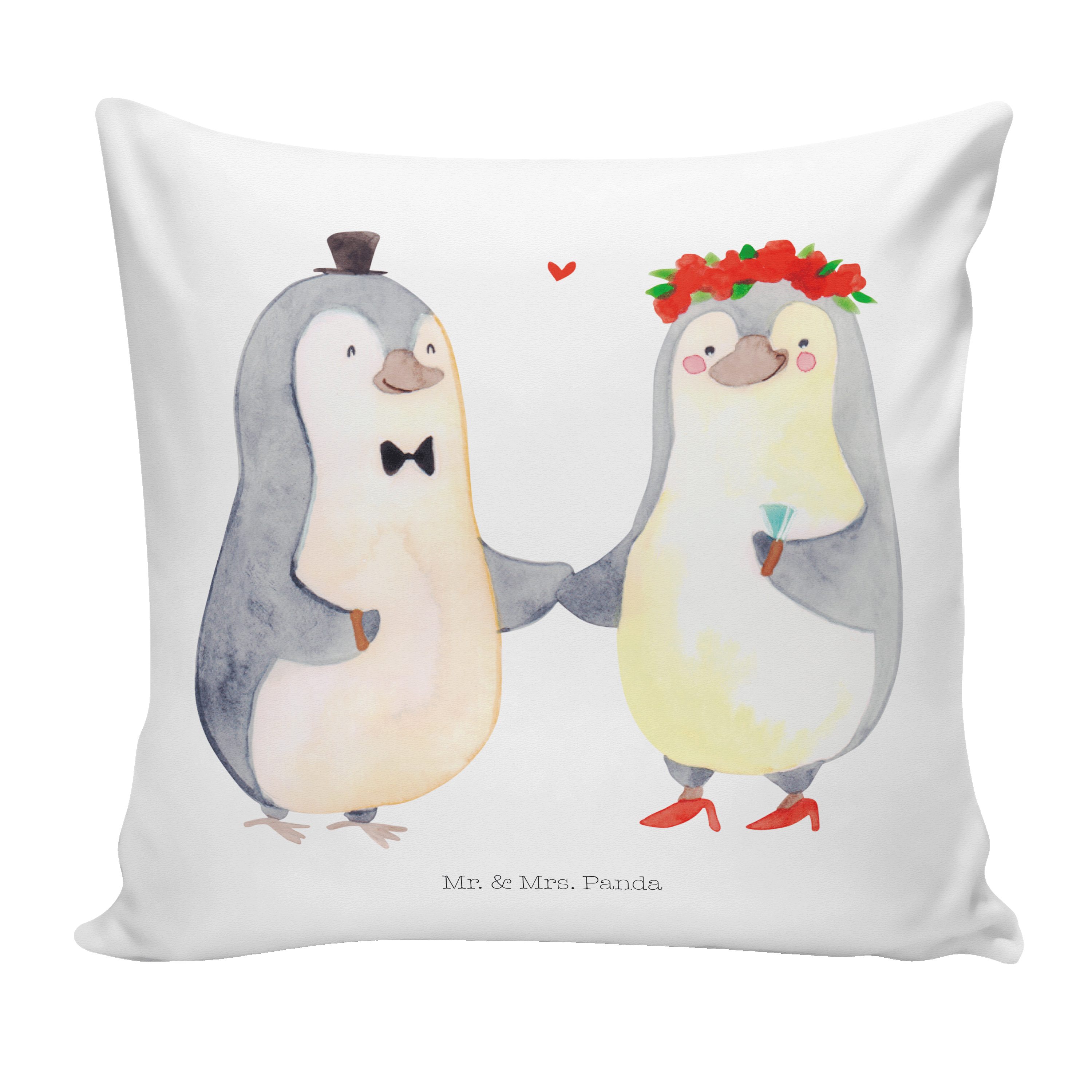 Mr. & Mrs. Panda Dekokissen Heirat Weiß Liebe, Dekokiss - Braut, Kissenhülle, Geschenk, Pinguin 