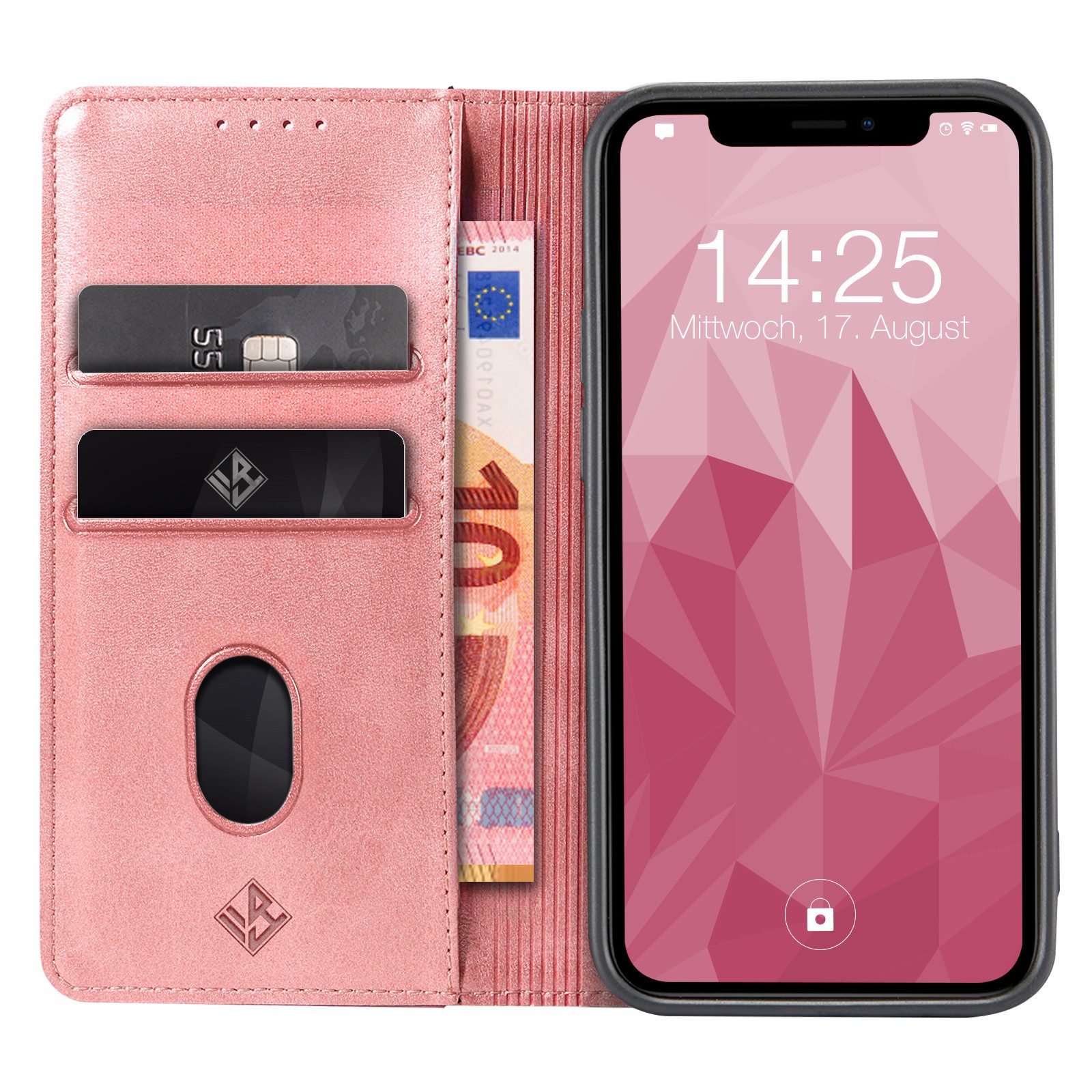 Tec-Expert Handyhülle Tasche Hülle für Apple iPhone XR 6.1 Zoll, 6.1", Cover Klapphülle Case mit Kartenfach Fliphülle aufstellbar