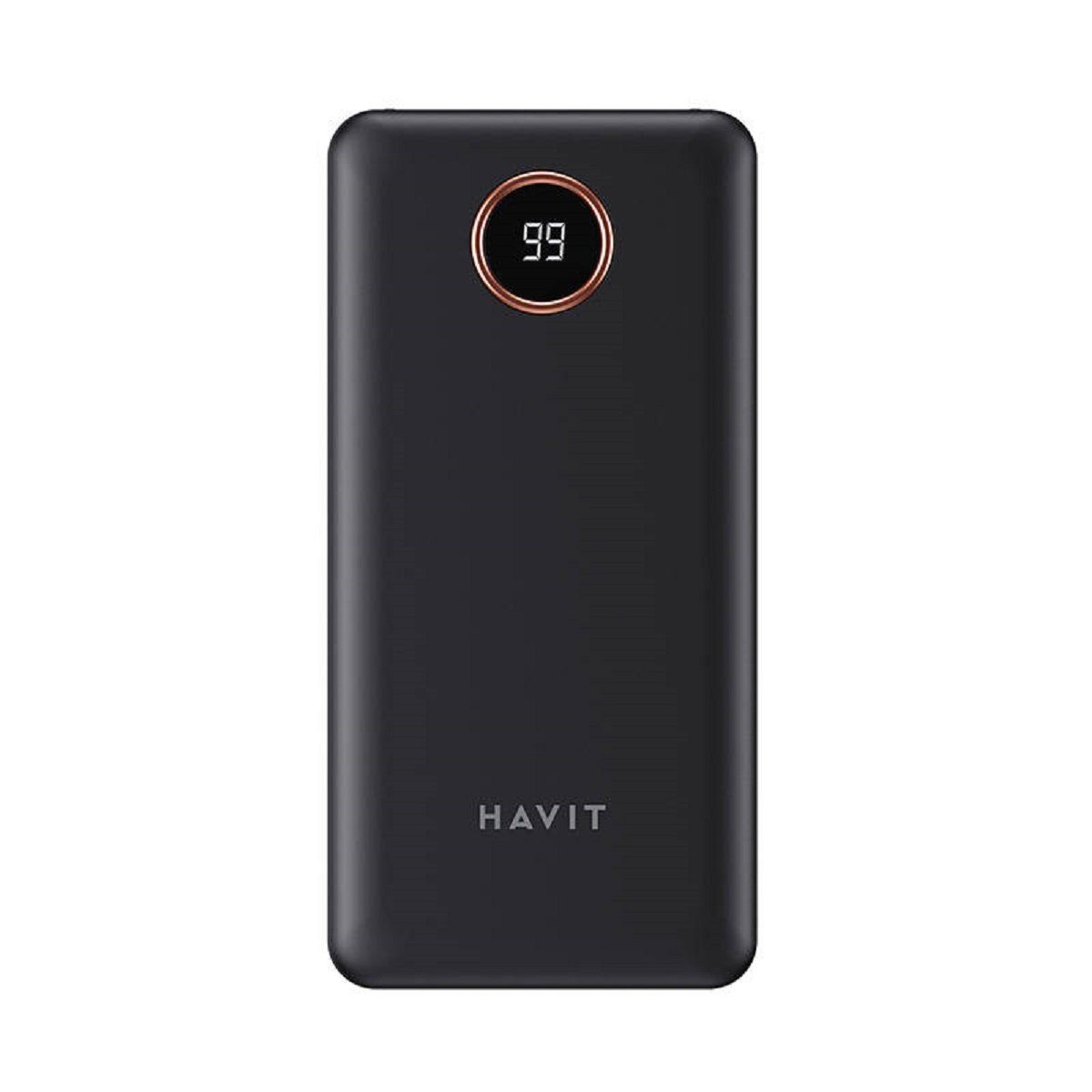 Havit 10000mAh + USB-C, iOS, Micro USB Kabel mit Doppeltaschenlampe Schwarz Powerbank
