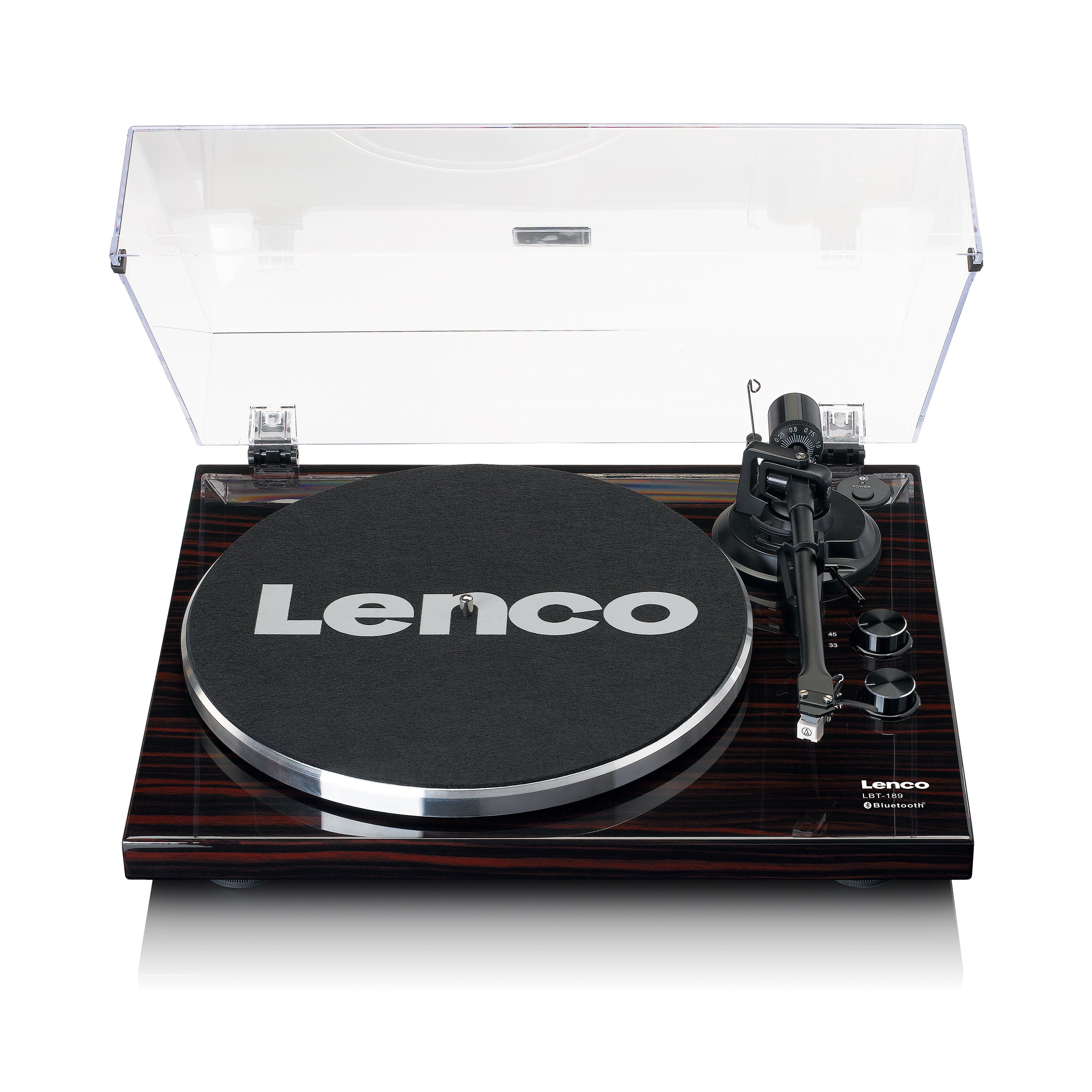 Lenco LBT-189WA Plattenspieler (elektrisch, Bluetooth®/Cinch Anschluss, USB-Transfer & 33 45 U/min in Walnuss)