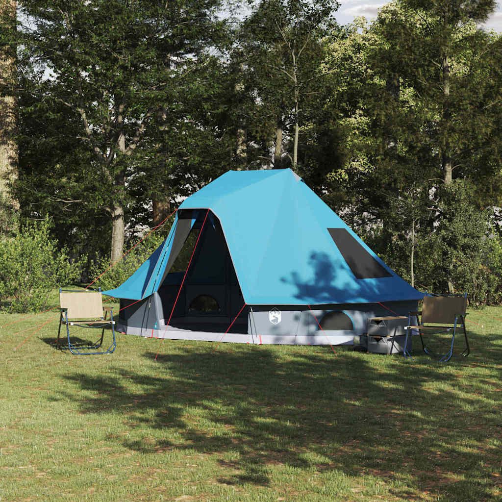 vidaXL Tipi-Zelt Tipi Zelt 6 Personen Blau Taft, Personen: 6 (1 tlg)