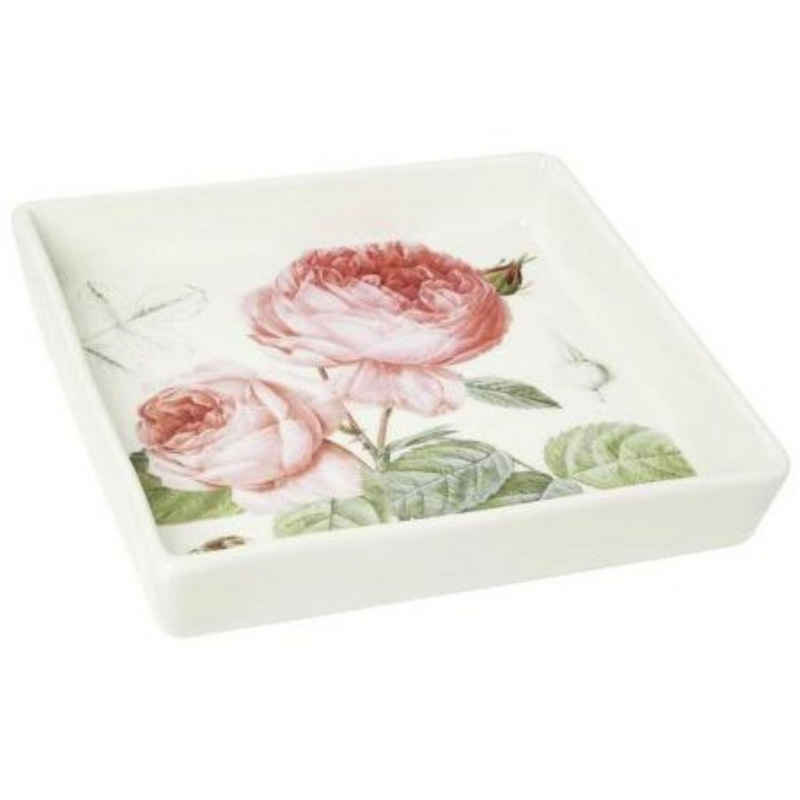 IHR Dekoschale Porzellanschale Elisabeth 18cm Schale Teller Gedeckter Blumen Frühling Tisch Rosen Rose Weiß Grün Rosa Pink