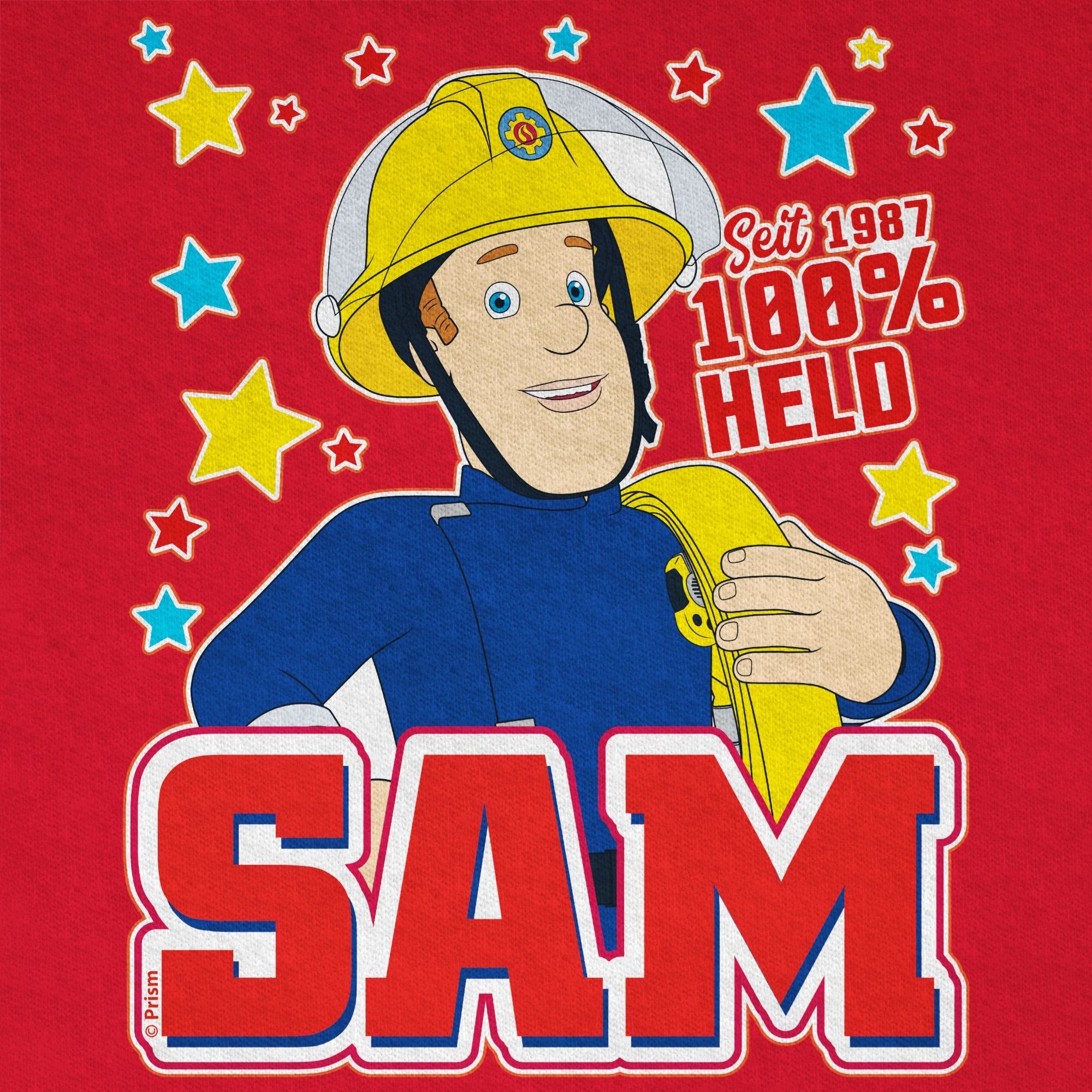 01 - Sam Sam Held T-Shirt Seit Jungen Shirtracer Feuerwehrmann 100% 1987 - Rot