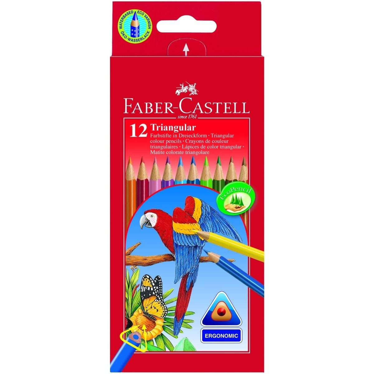 Faber-Castell Buntstift Farbstift Dreikant 12 Farbstifte sortiert im Kartonetui