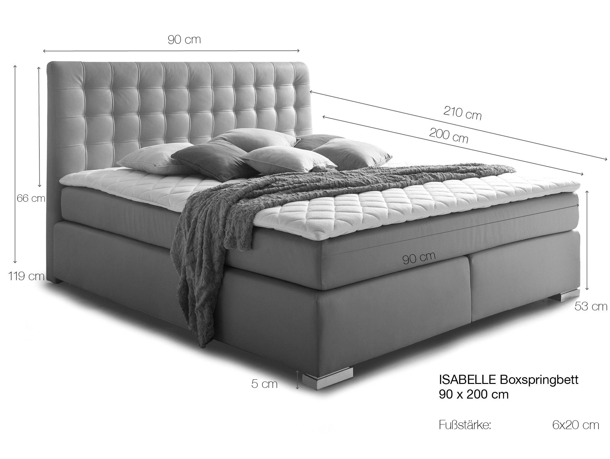 Moebel-Eins Boxspringbett ISABELL Boxspringbett, ISABELL Boxspringbett