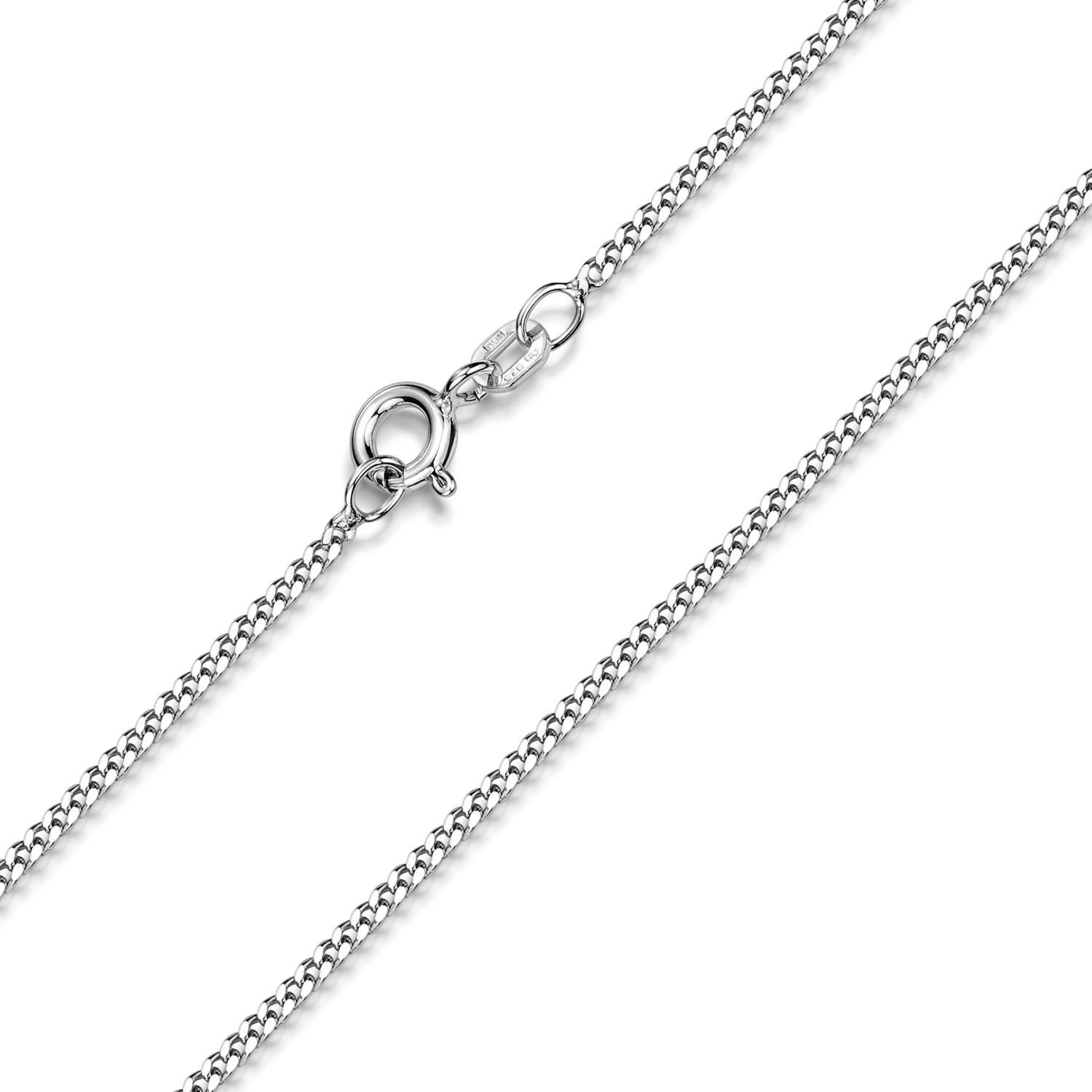 Materia Kette ohne Anhänger Panzerkette 1,7mm breit rhodiniert K78, aus 925 Sterling Silber