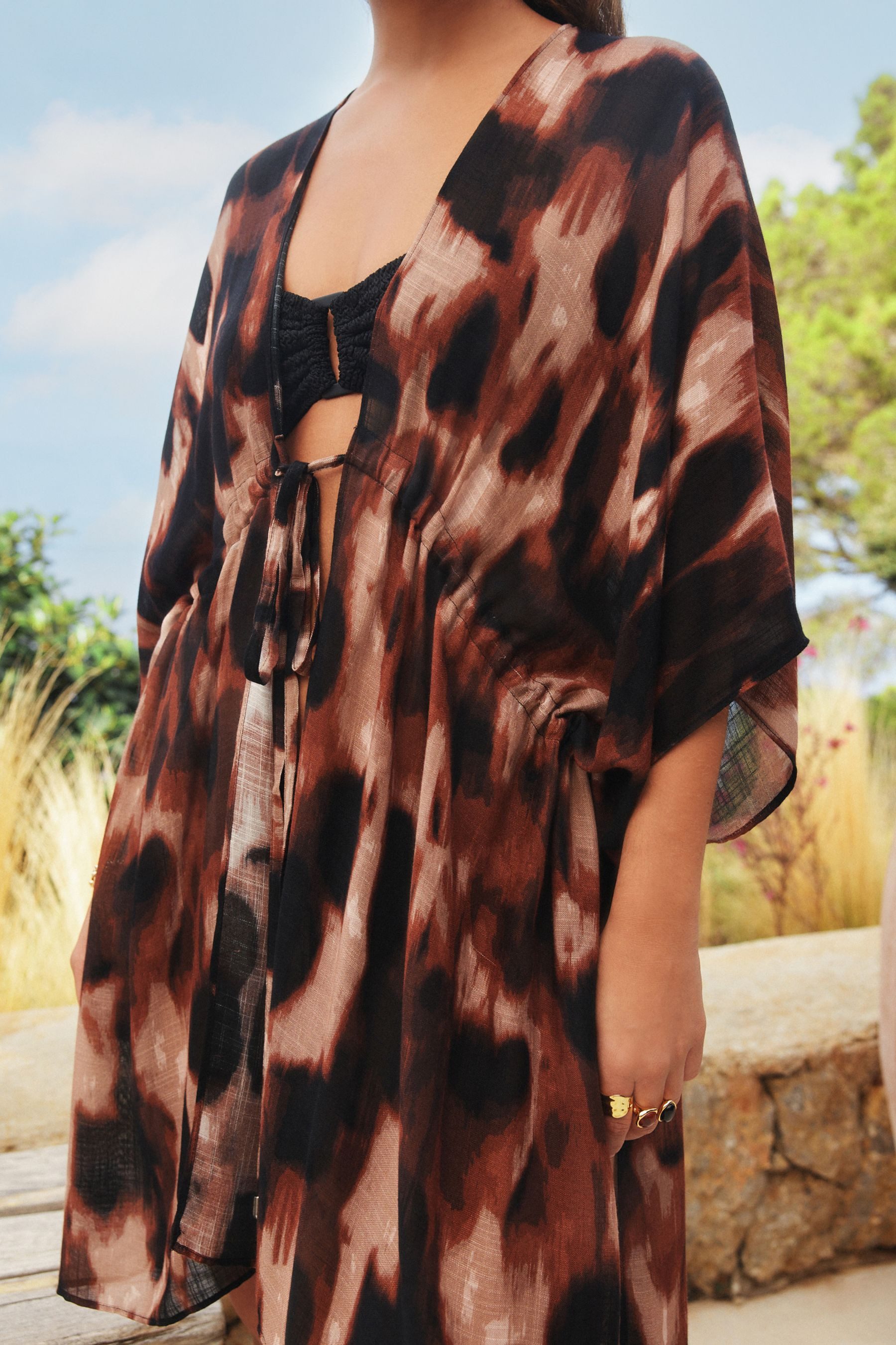 Next Kaftan Langer Kaftan mit Bindegürtel (1-tlg)