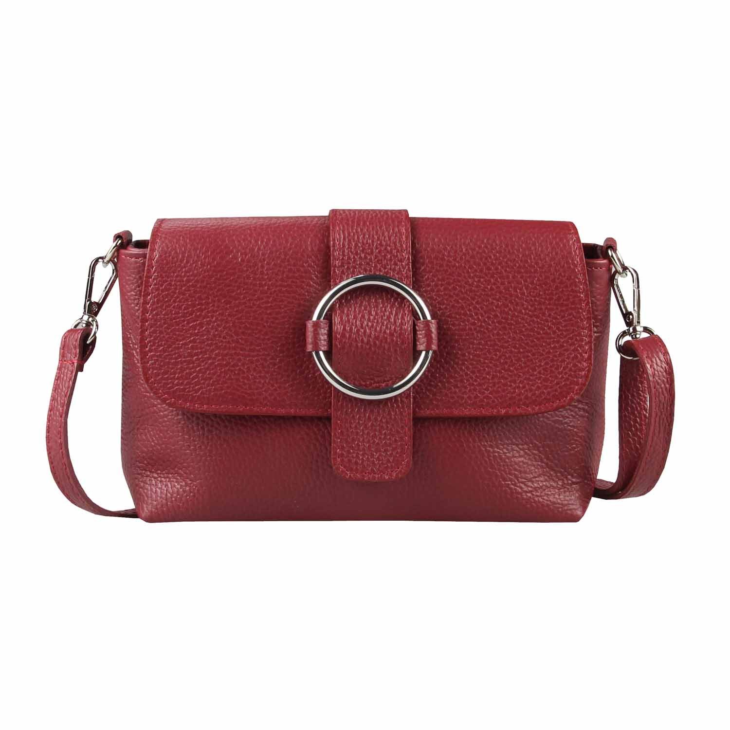 ITALYSHOP24 Schultertasche MADE IN ITALY Damen Leder Tasche Umhängetasche Cross Over Body Clutch, Messenger Bag Brusttasche Hüfttasche Freizeit Abendtasche Smartphone