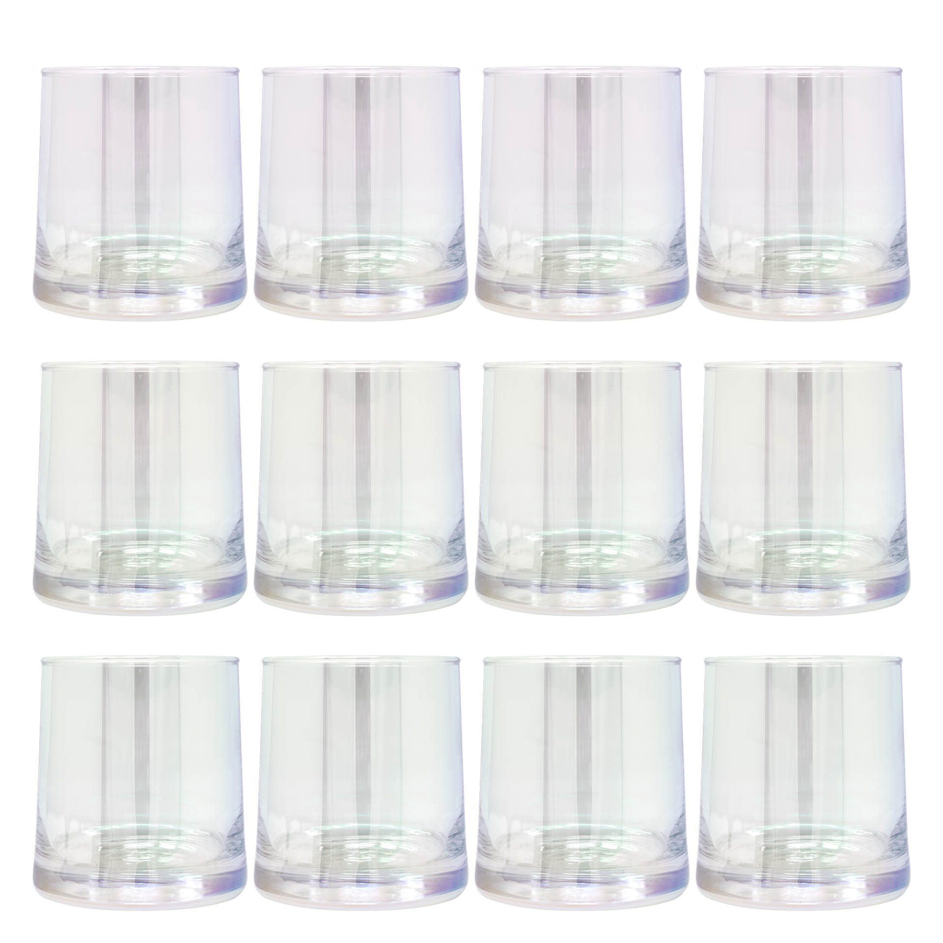 DistrEbution Teelichthalter Kerzenglas 270ml Irisierend 1/12/72 Stk Windlicht Dekoglas, Trinkglas (12 St), Teelichtglas
