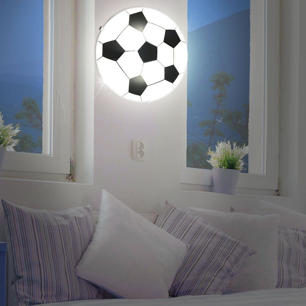 Leuchte Wand Fußball Kinderzimmer Dekolicht, im Leuchtmittel Lampe Glas inklusive, satiniert Decken etc-shop Warmweiß,