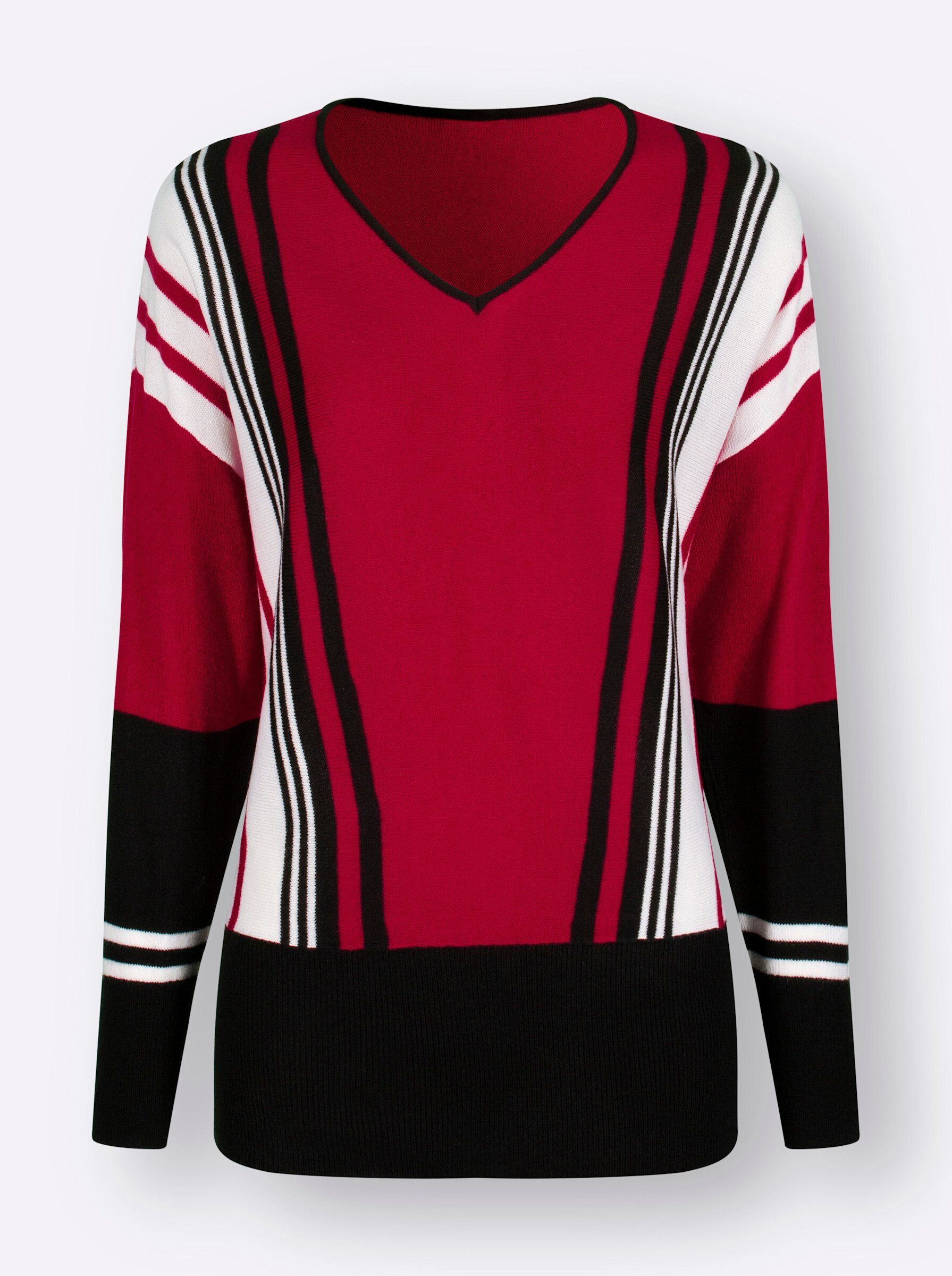 Sieh an! Strickpullover V-Pullover Langarm Jersey