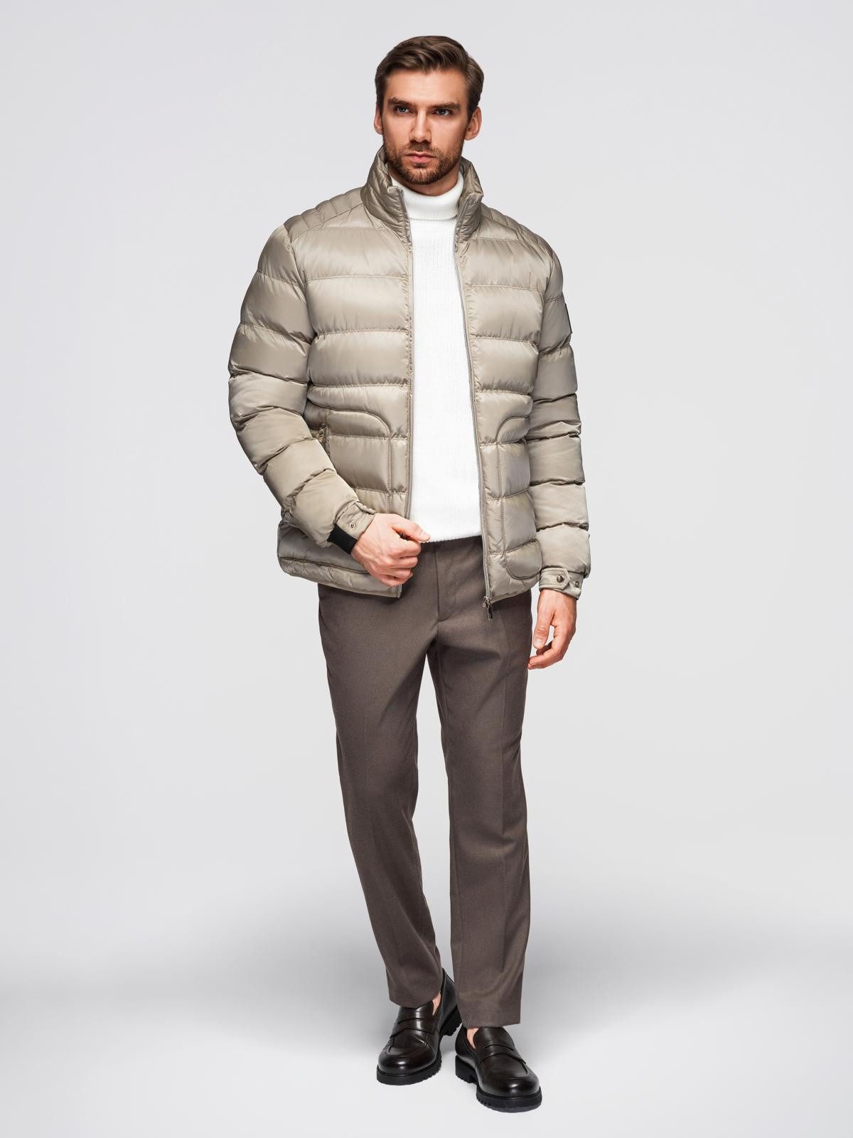 OMBRE Steppjacke Gesteppte Herrenjacke mit Glanz und Stehkragen