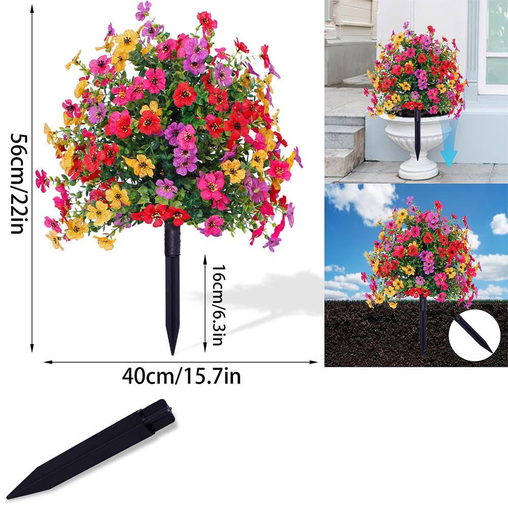Kunstpflanze 2pcs Künstliche Sträucher für Outdoor mit Ground Spike, GarveeMore – Bild 2 von 5