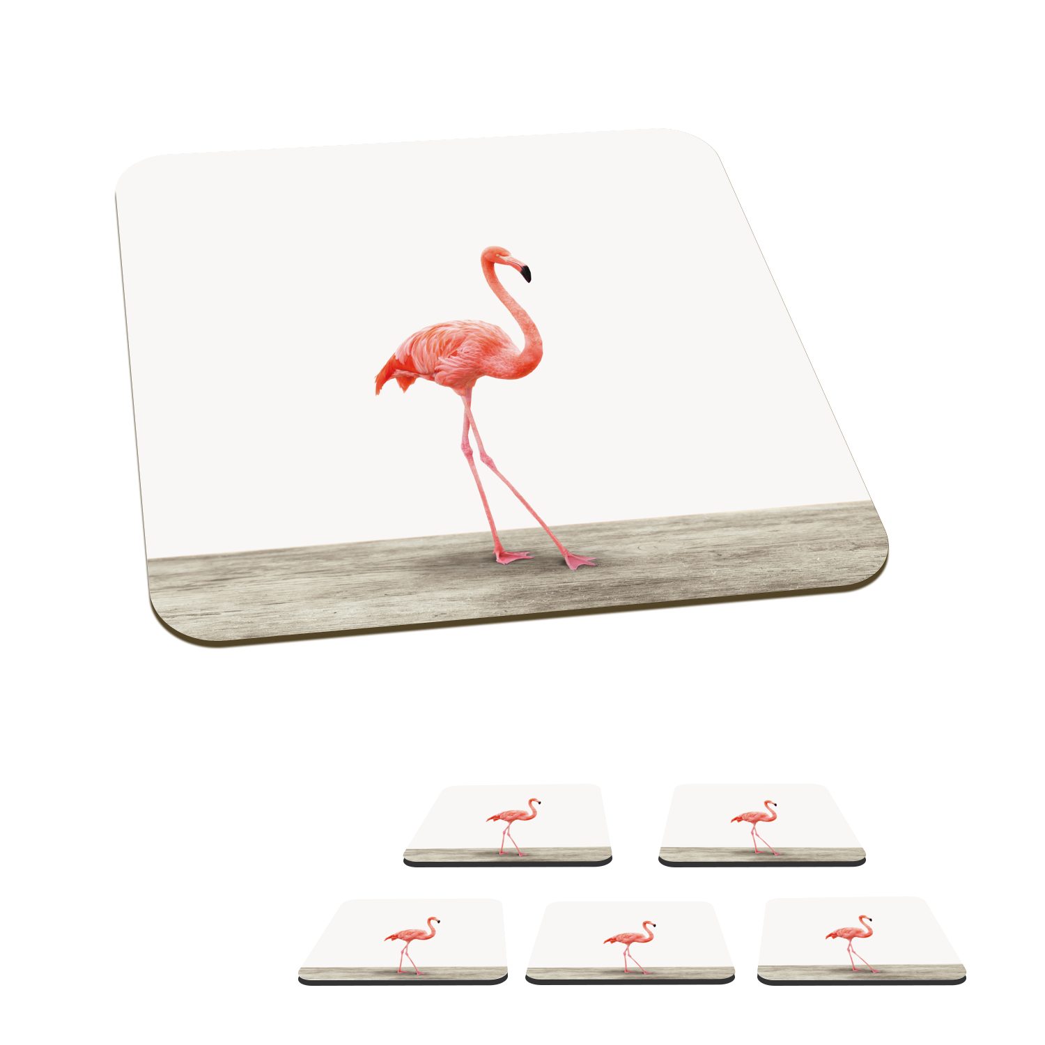 MuchoWow Glasuntersetzer Flamingo - Rosa - Vogel - Mädchen - Jungen - Kind, Zubehör für Gläser, 6-tlg., Glasuntersetzer, Tischuntersetzer, Korkuntersetzer, Untersetzer, Tasse