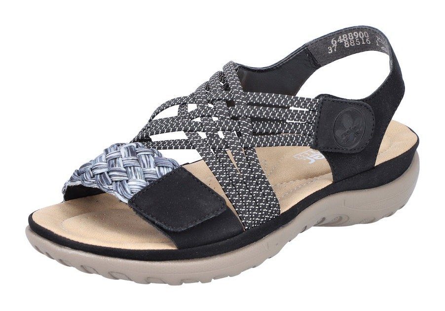 Rieker Riemchensandale, Sommerschuh, Sandalette, Keilabsatz, mit geflochtener Bandage