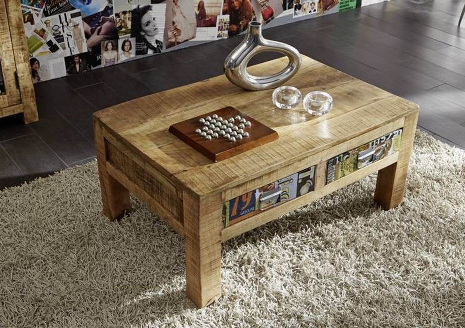 Massivmoebel24 Couchtisch Couchtisch Mango 90x60x40 mehrfarbig lackiert LOUNGE COLLECTION #11
