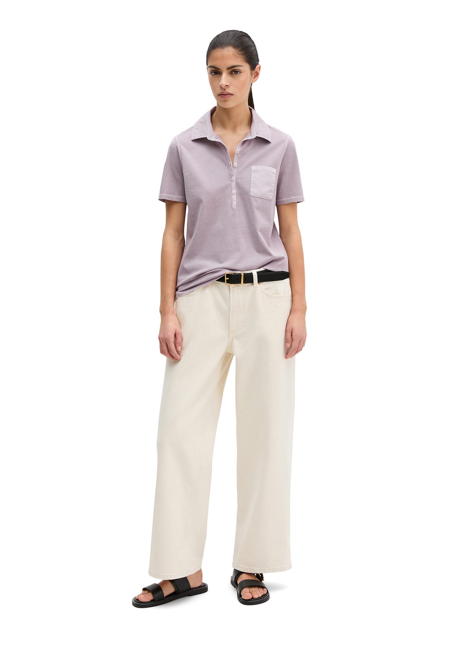 Marc O'Polo Poloshirt mit Material-Mix-Details – Bild 5 von 5