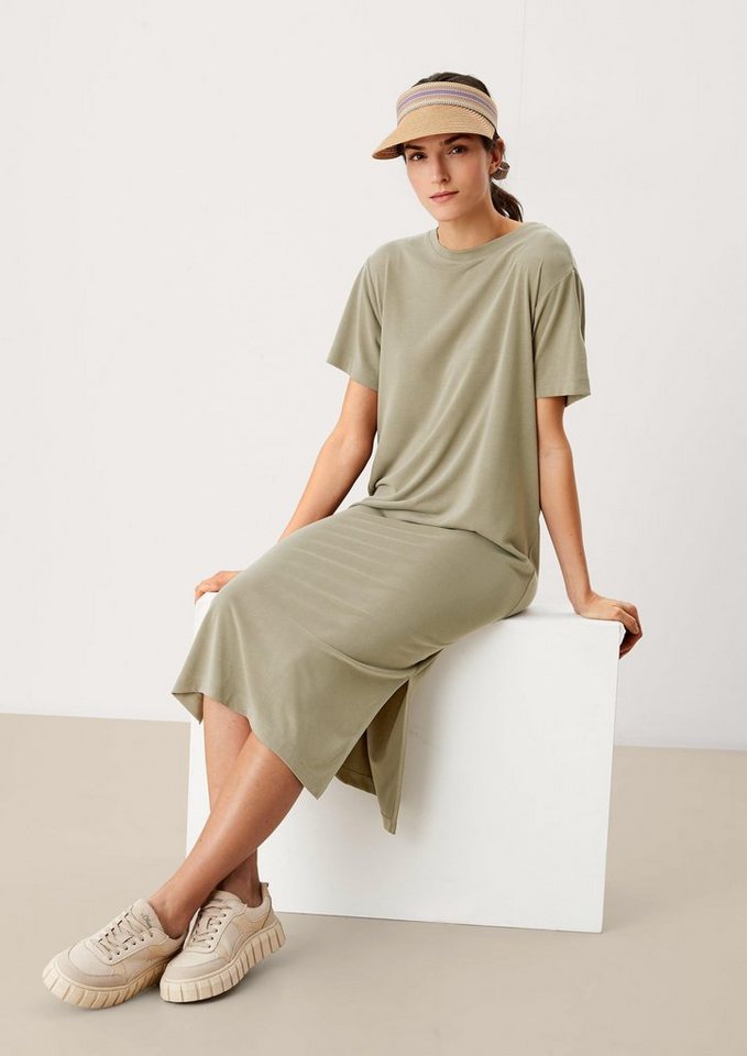 s.Oliver Maxikleid T-Shirt-Kleid mit Seitenschlitzen