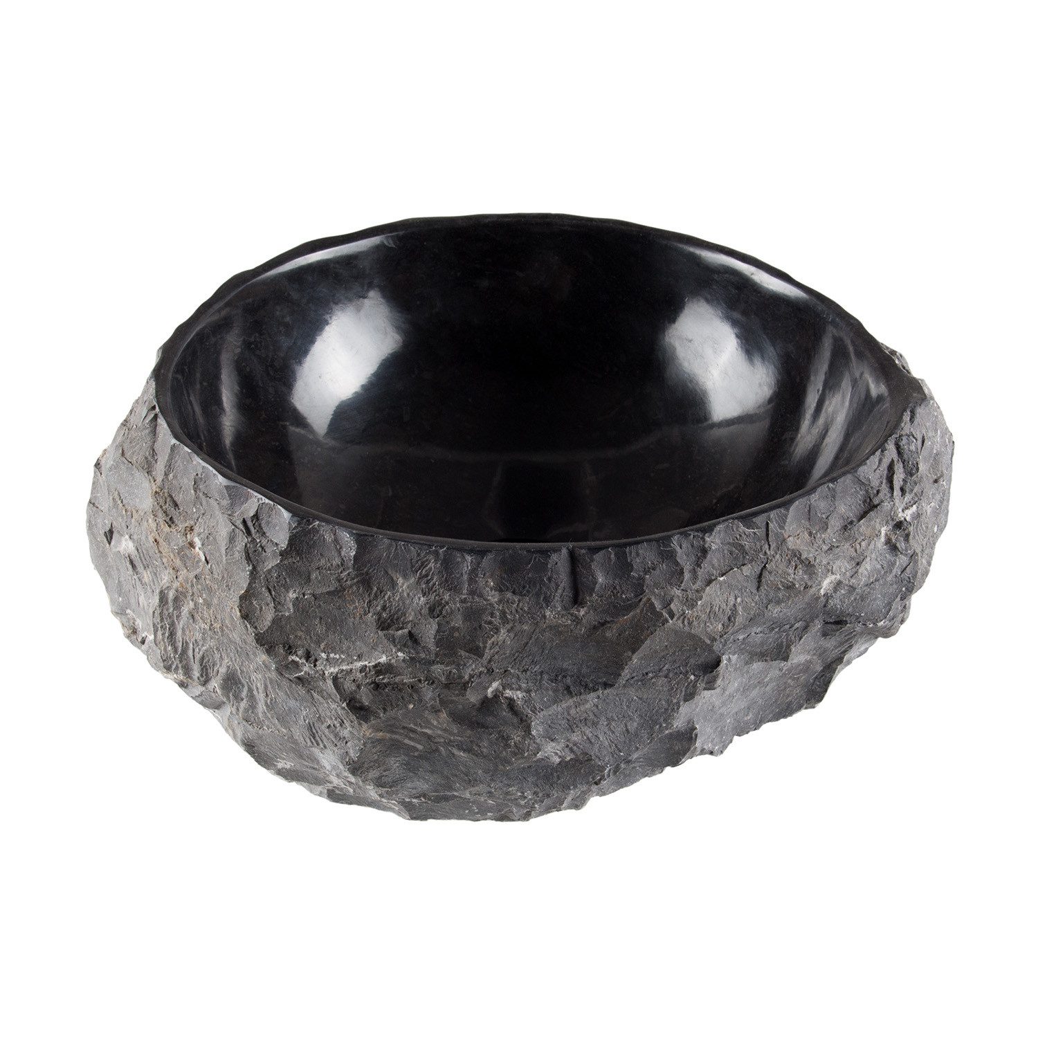 wohnfreuden Aufsatzwaschbecken Andesit Waschbecken EROSI 30 cm mit Naturkante anthrazit (Kein Set), NEW-6771