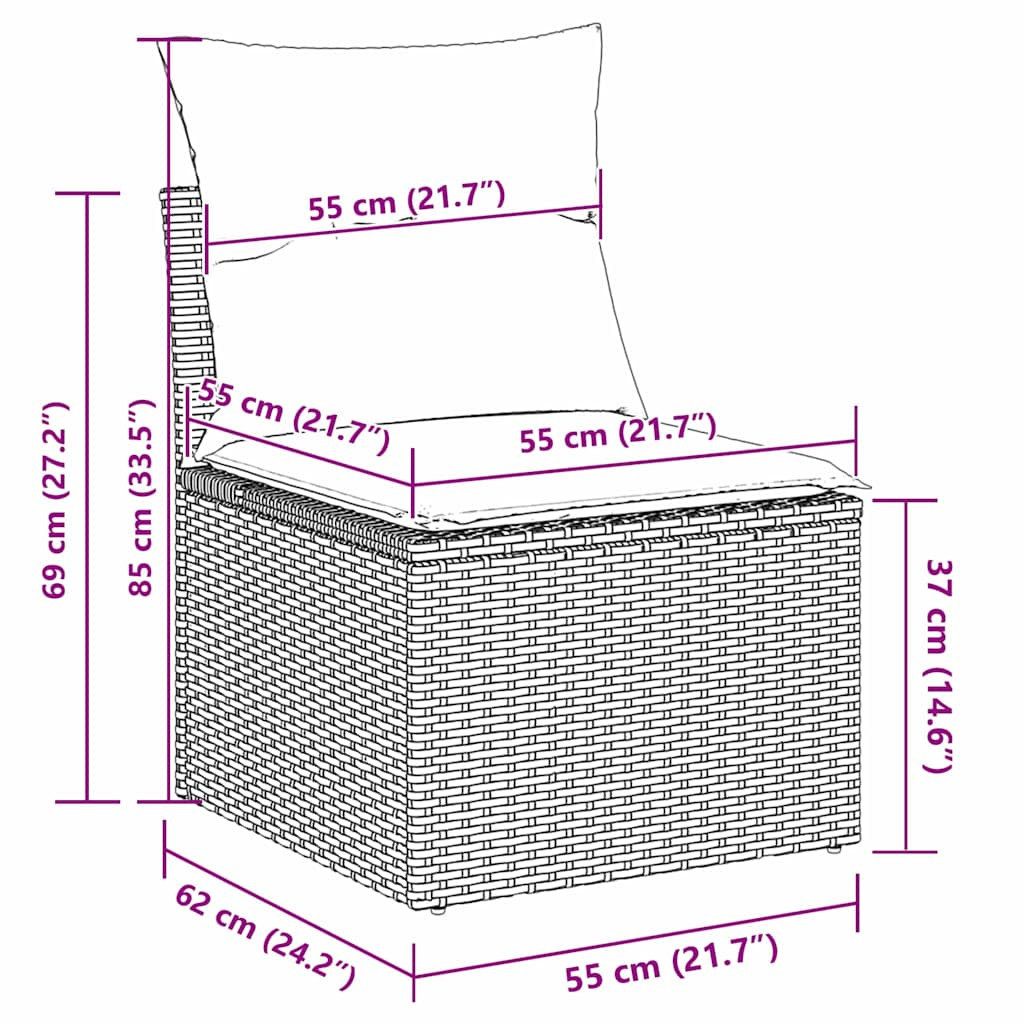 vidaXL Loungesofa Gartensofa-set 11 stk. 10-Sitzanzahl Beige und Hellgrau, 11 Teile