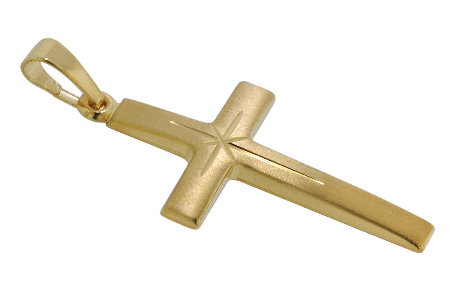 24 mm mit Karat) Kreuz trendor 333 Silberkette an Anhänger Goldplattierter Kette Gold (8